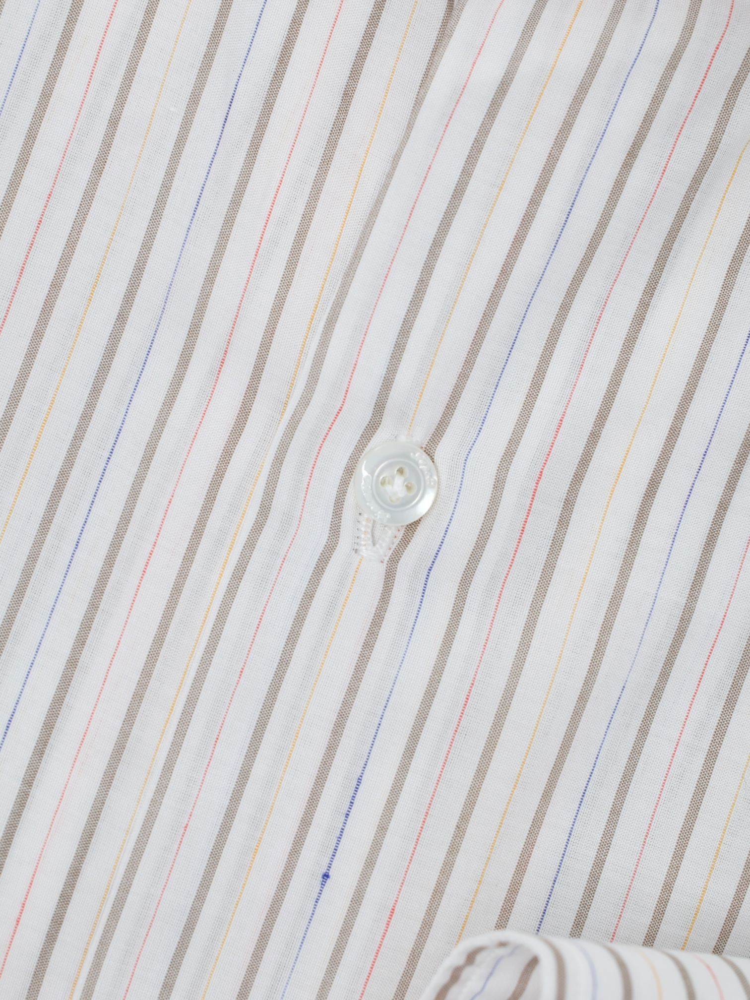 Finamore White & Multicolor Cotton & Linen "Carlo Riva" Summer Shirt