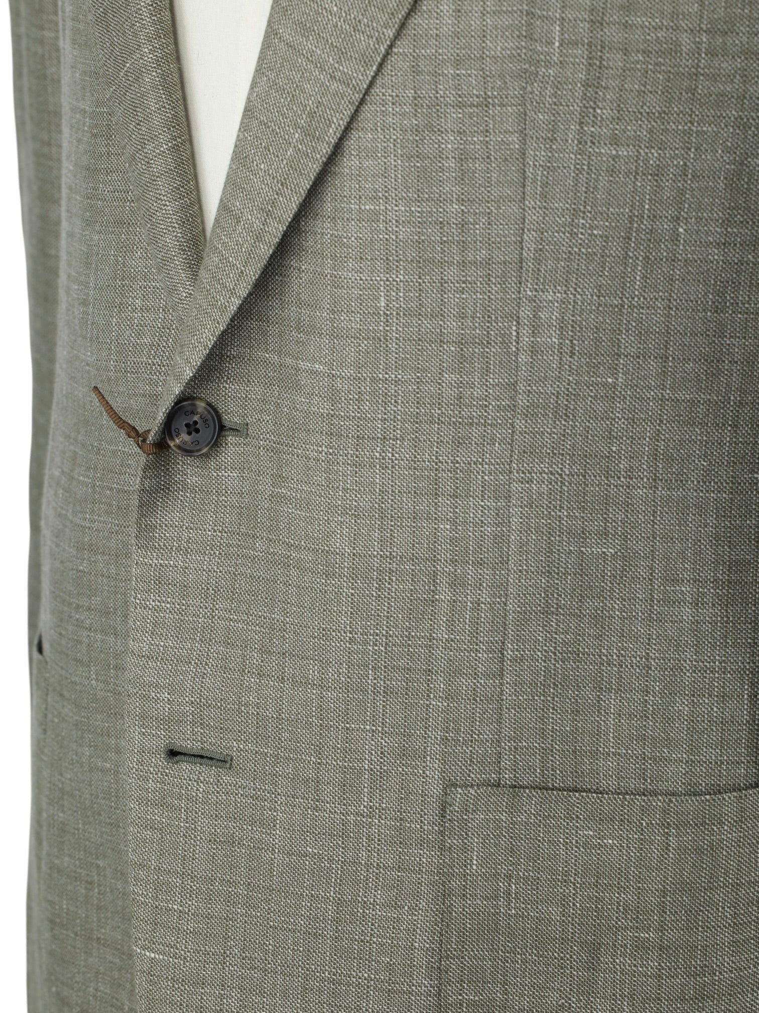 Caruso Light Sage Green Linen & Wool Plain-Weave Aida Jacket