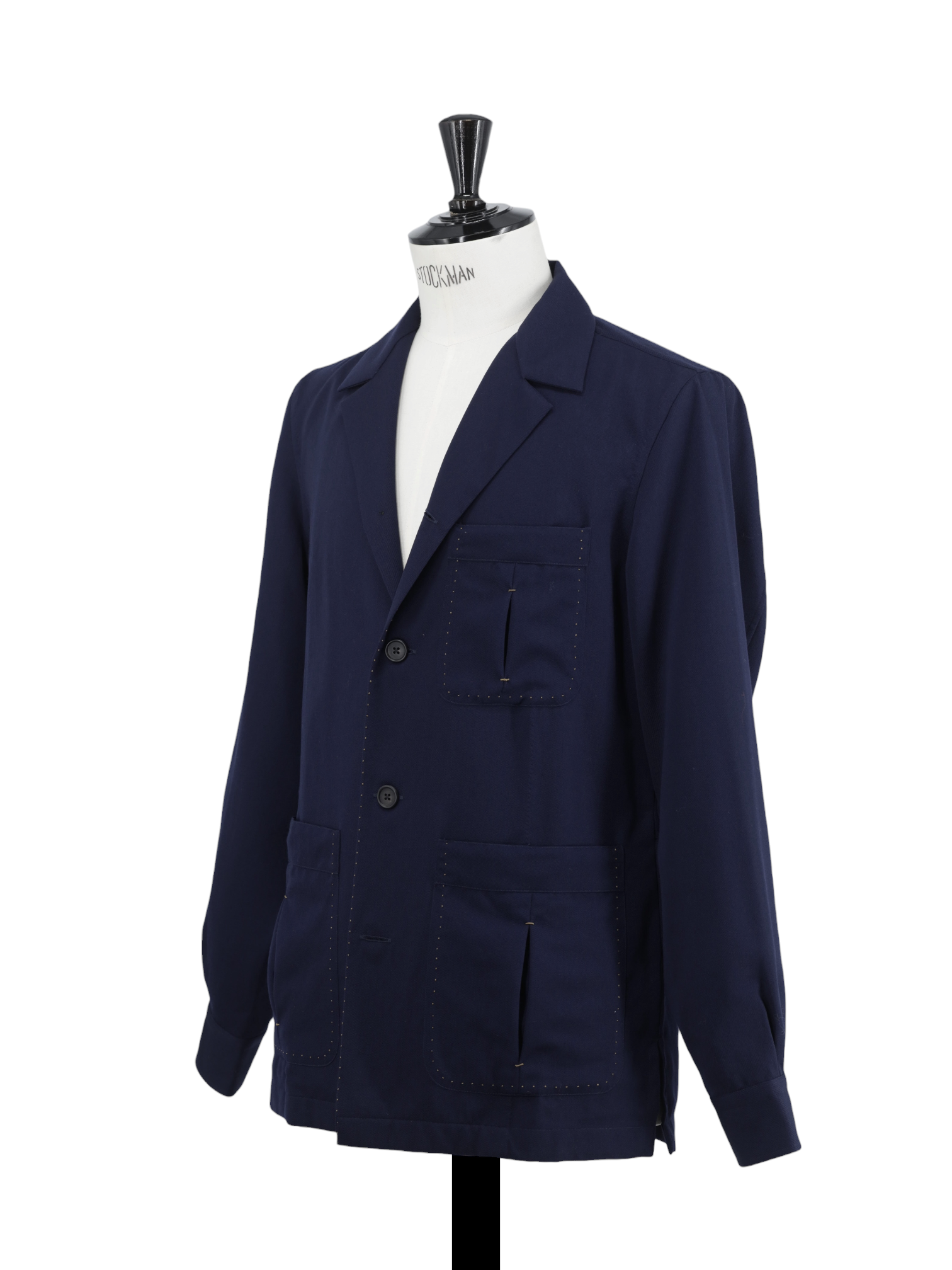 100 Hands Navy Hardy Minnis Fresco-Wool Contrast-Stitched Traveller Jacket