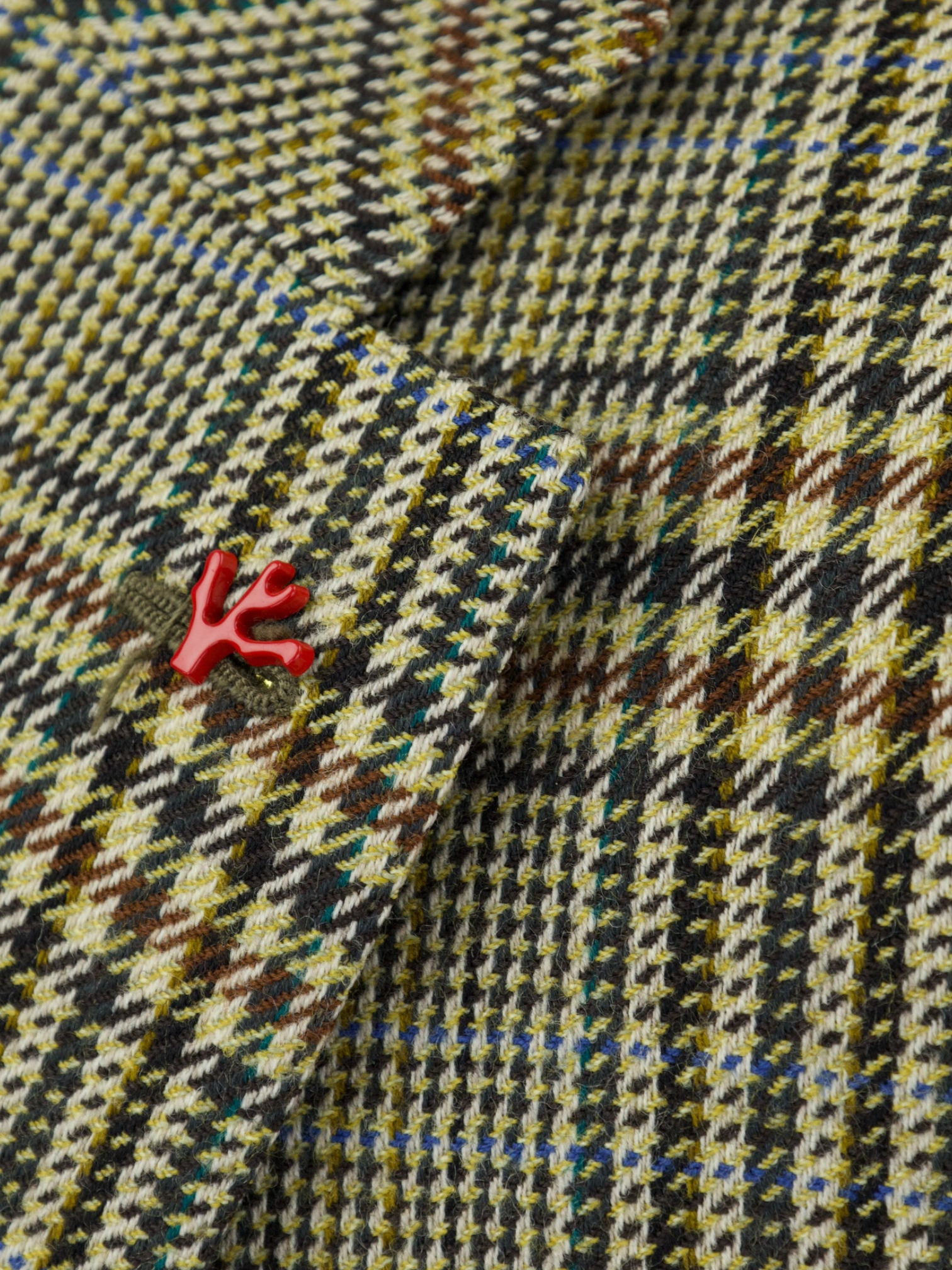 Isaia Brown Multicolor Woollen Prince of Wales Jacket