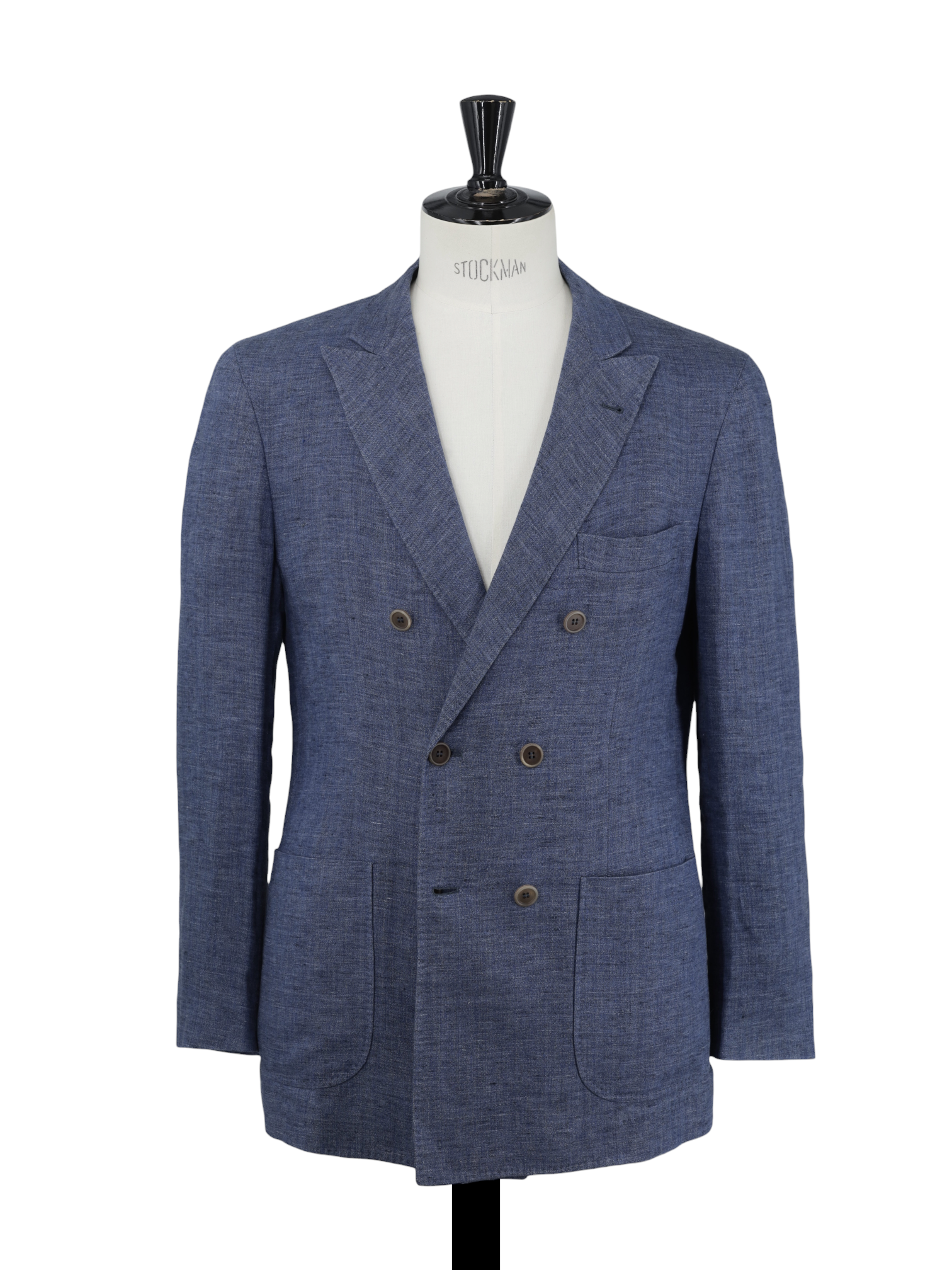 Brunello Cucinelli Light Blue Double-Breasted Pure Linen Summer Jacket