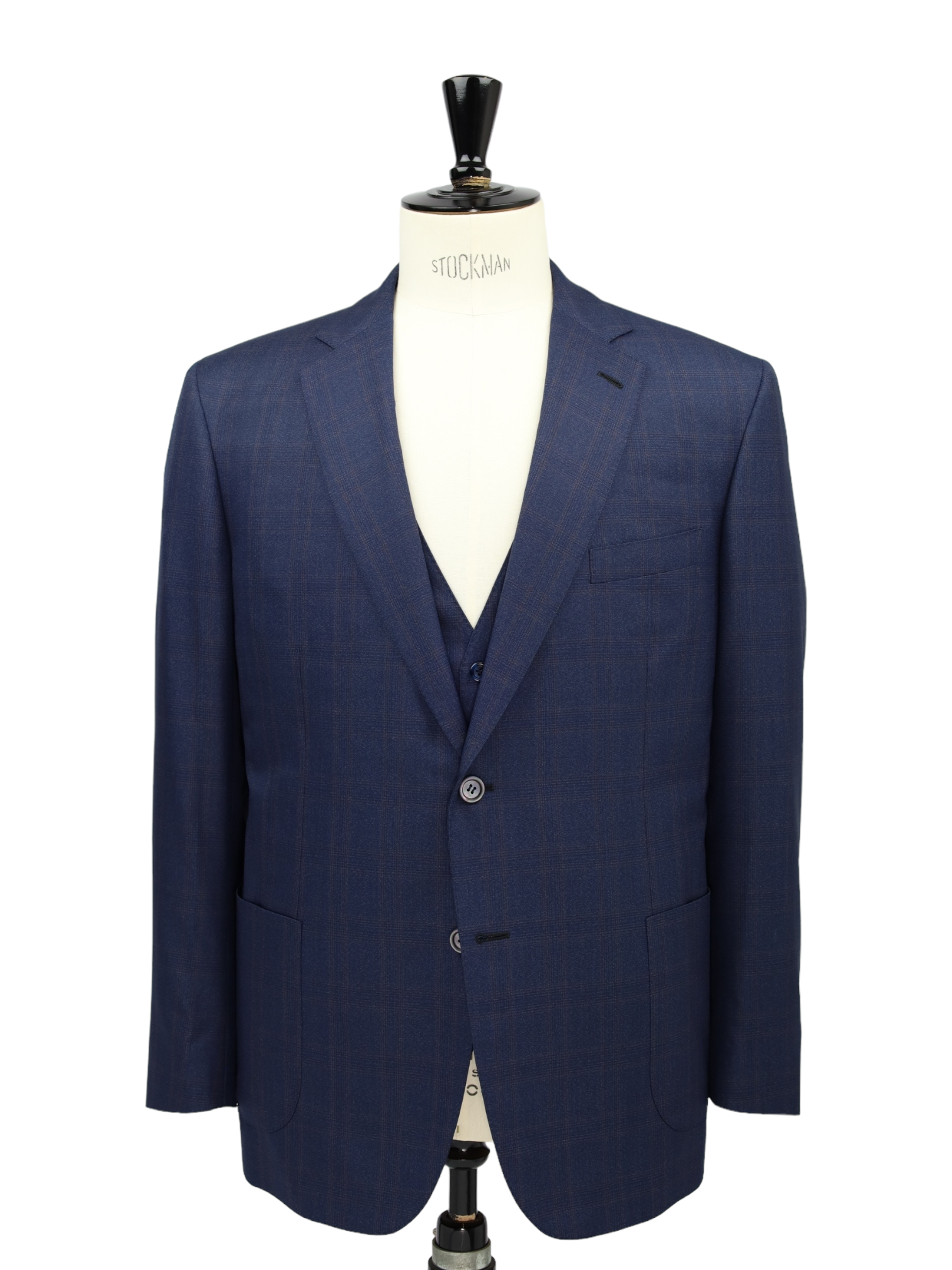 Brioni Blue and Brown 3-Piece Wool & Silk Glenplaid Suit