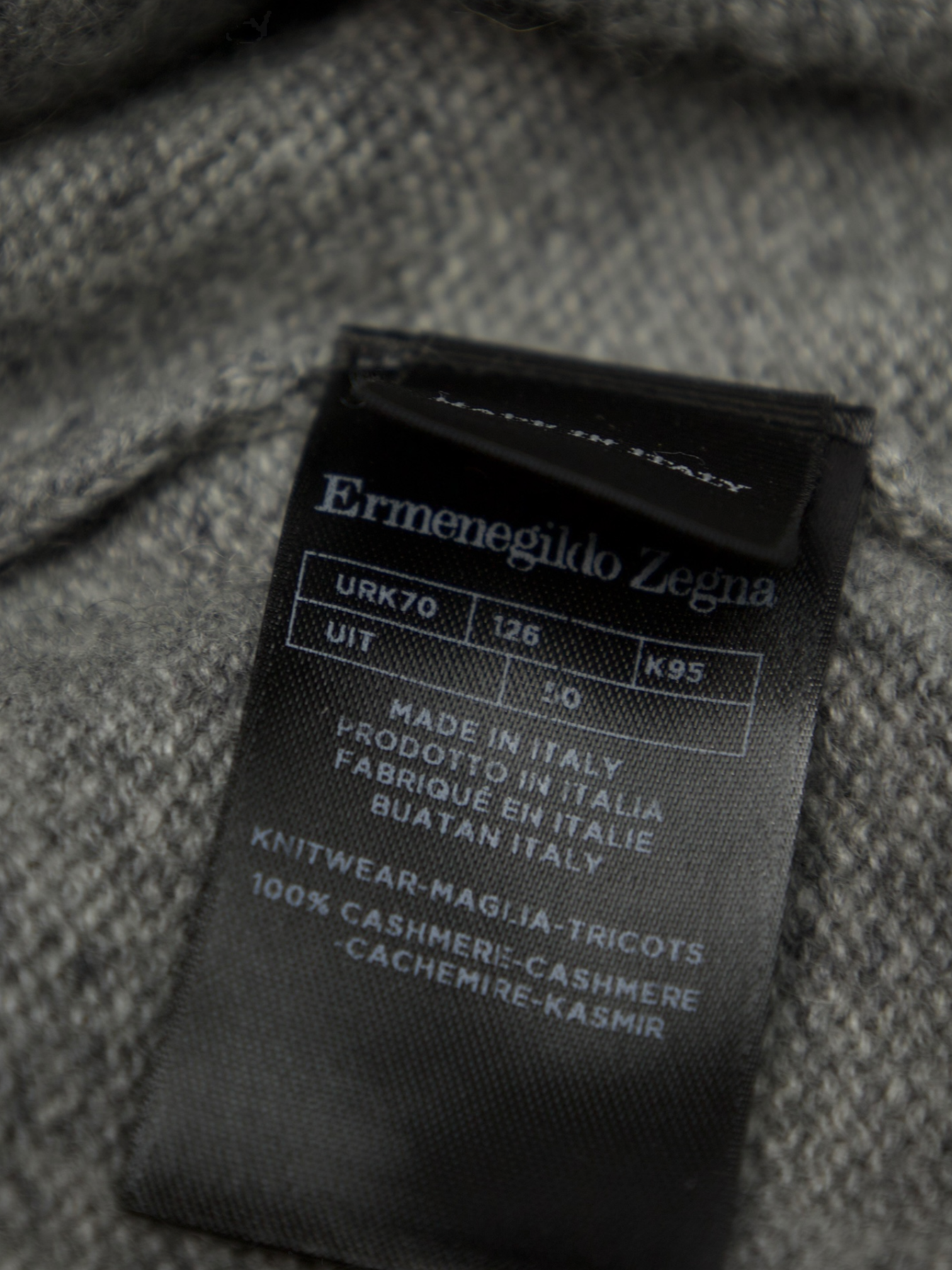 Ermenegildo Zegna Light Grey Nubuck-Trimmed Cashmere Fisherman's Sweater