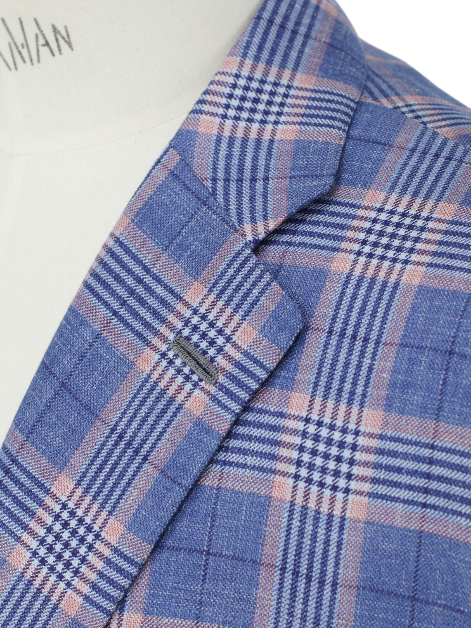 Kiton Light Blue & Pink Cashmere, Linen & Silk Tartan Jacket