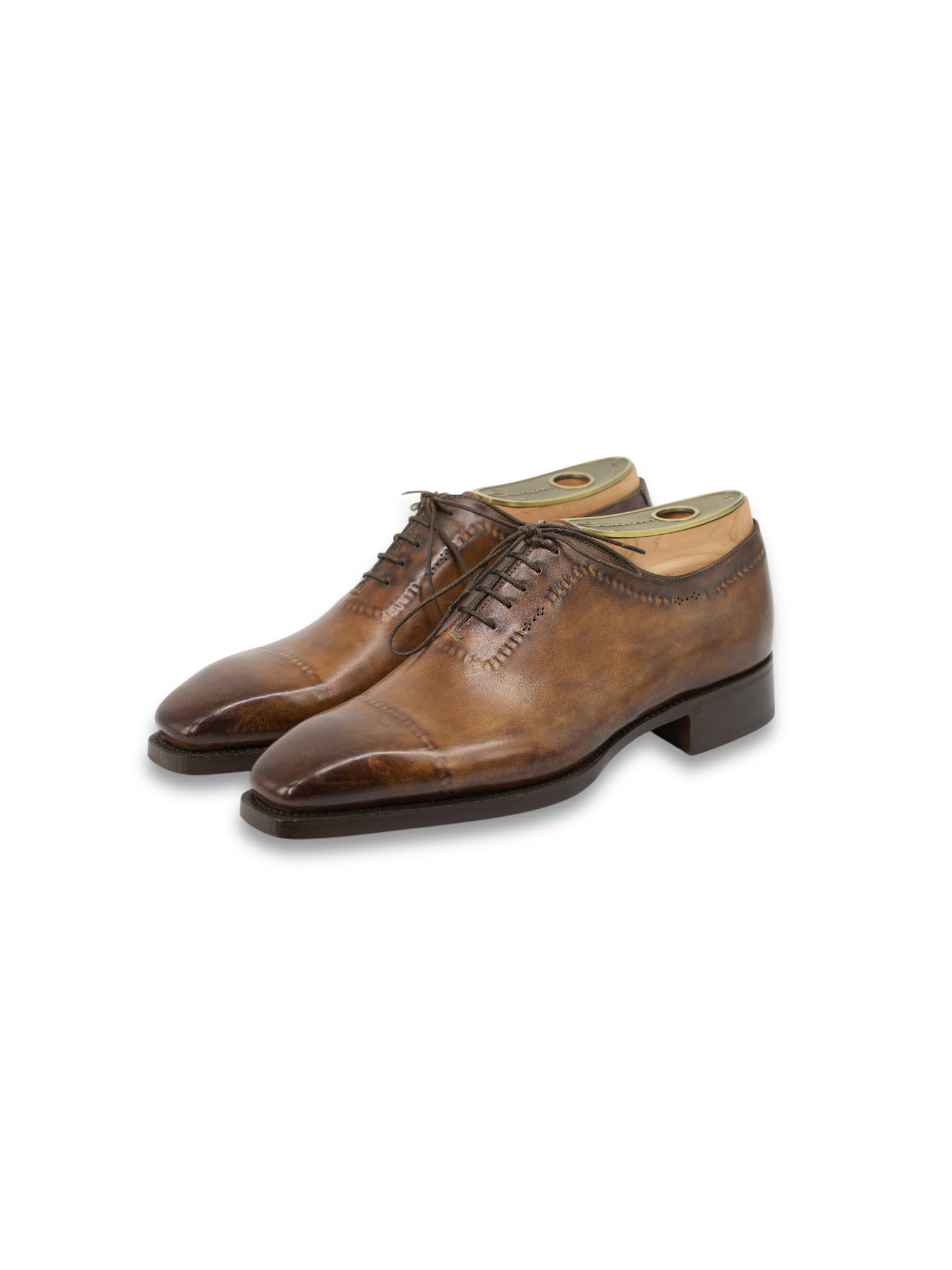 Santoni Brown Calfleather Handmade Oxford Shoes