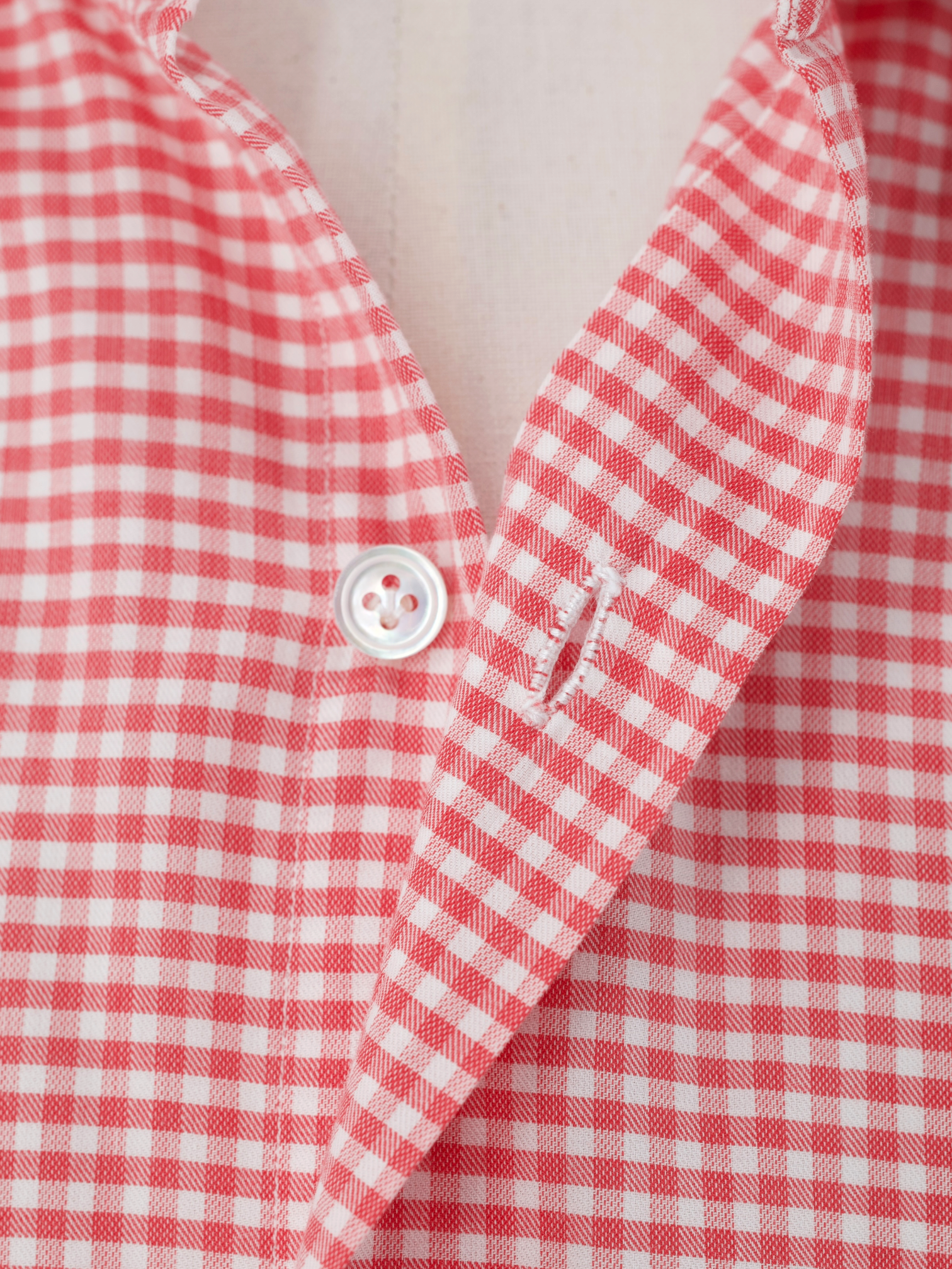 Finamore Soft Red & White Cotton Gingham Check Shirt