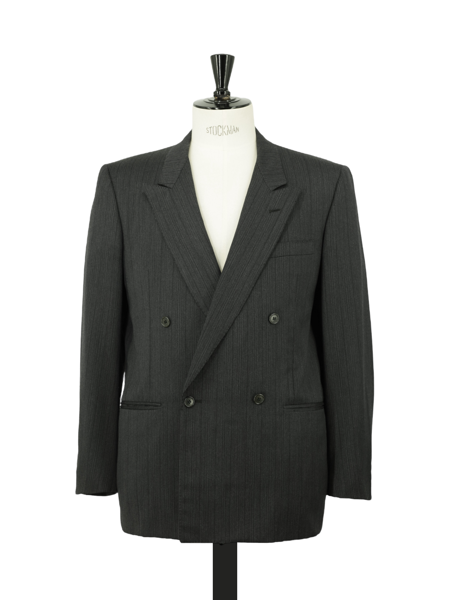 Corneliani Grey Vintage Fine-Wool Double Breasted Pinstripe Suit
