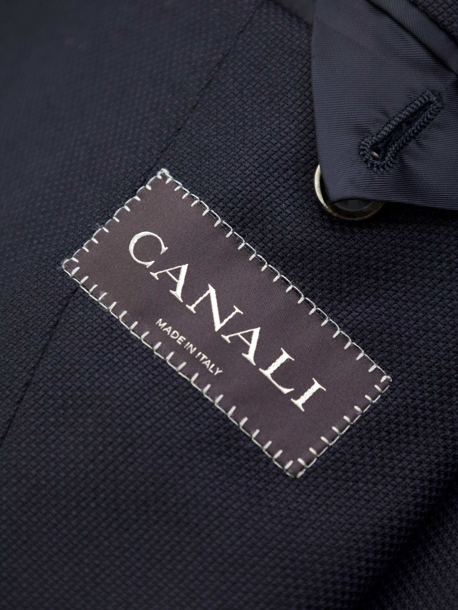 Canali Black Travel-Wool Hopsack Blazer