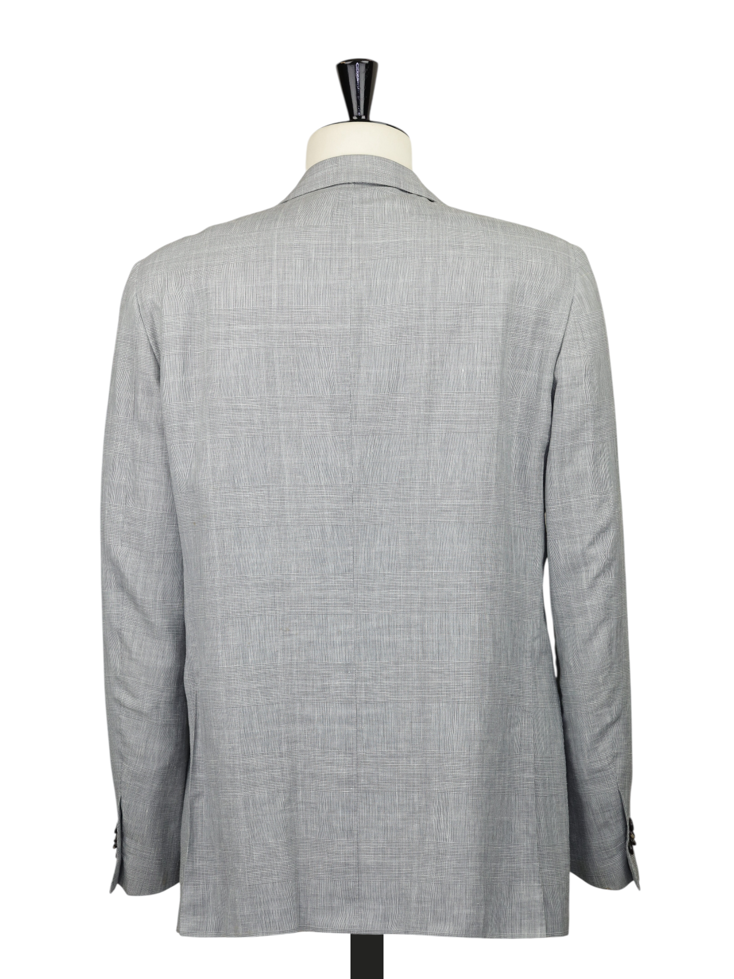 Caruso Light Grey Wool, Linen & Silk Glenplaid Summer Jacket