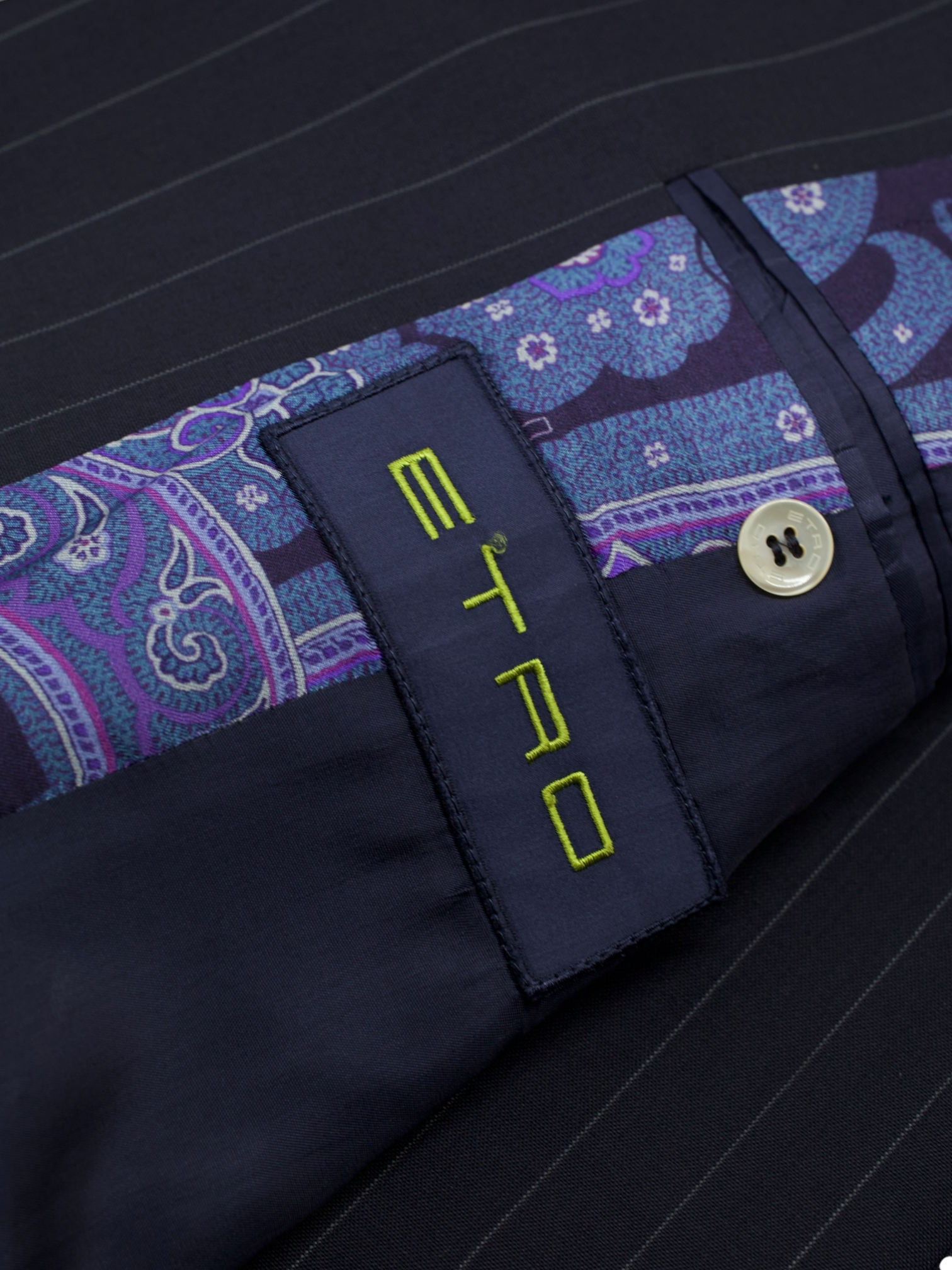 Etro Navy Lightweight-Wool Pinstripe Peak-Lapel Suit