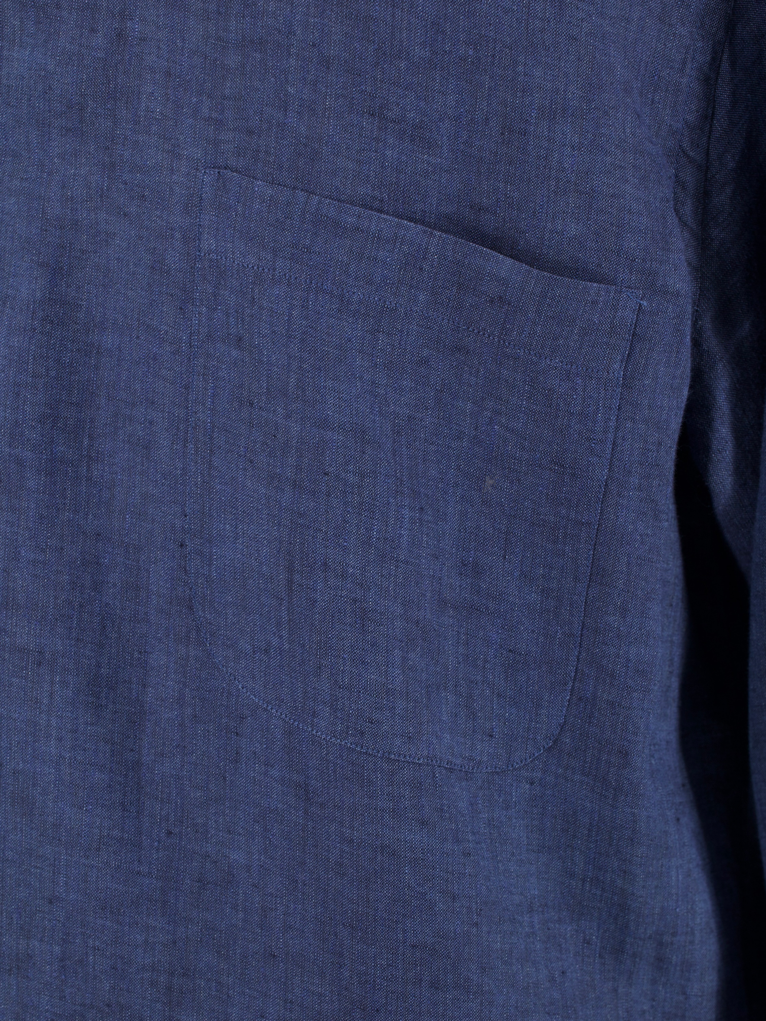 Loro Piana Indigo Blue Pure Linen Pop-Over André Shirt