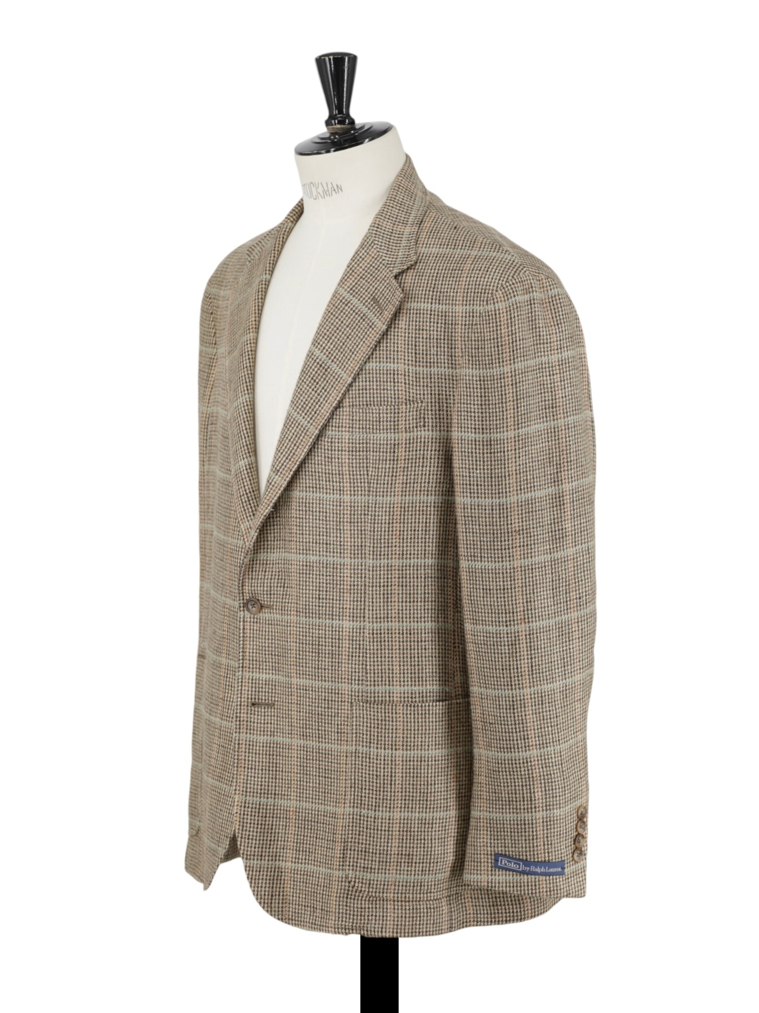 Ralph Lauren Light Brown Linen & Silk Blend Summer-Tweed Check Jacket