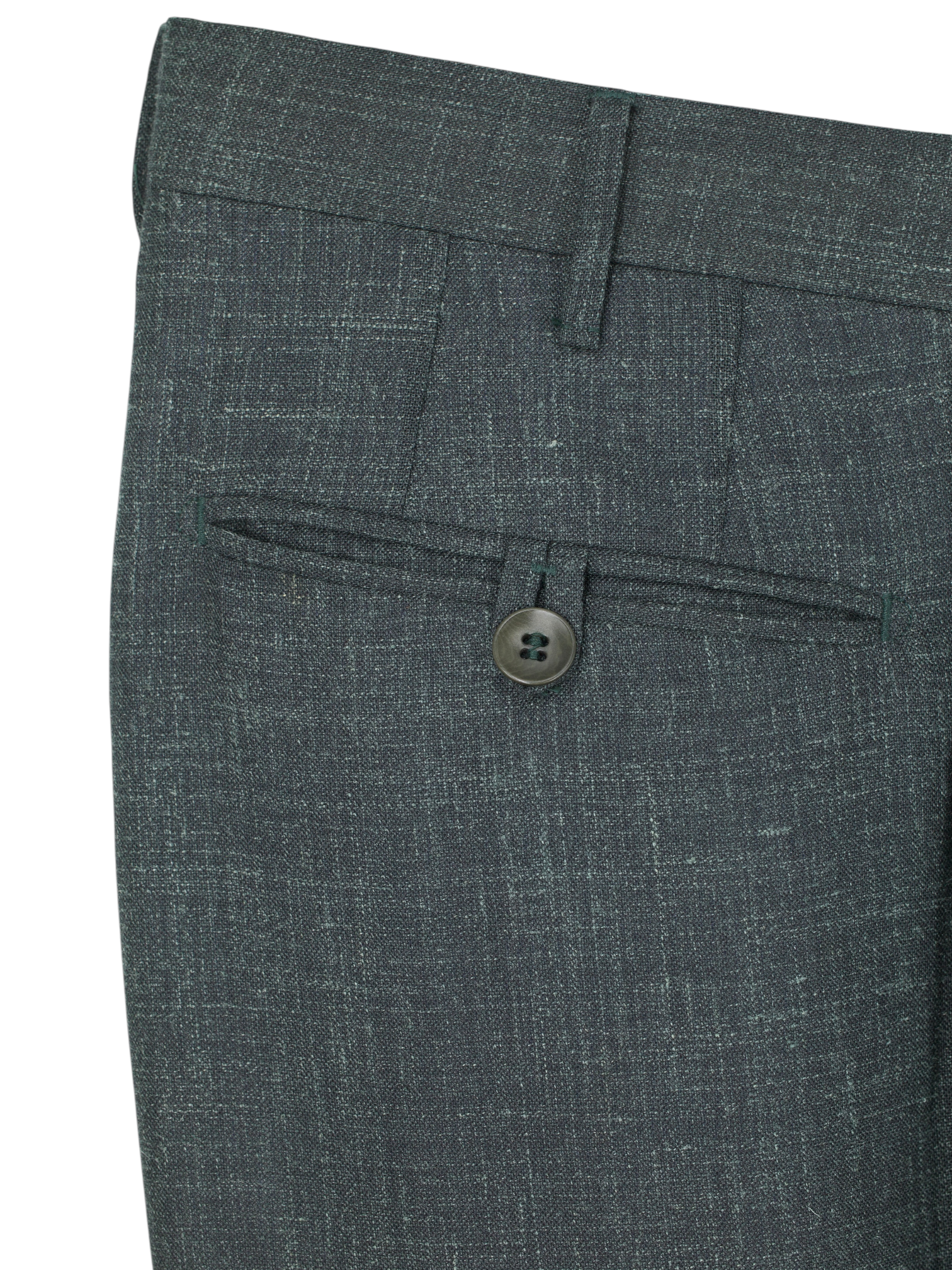 Rota Dark Sage-Green Wool, Silk & Linen Mélange Summer Trousers