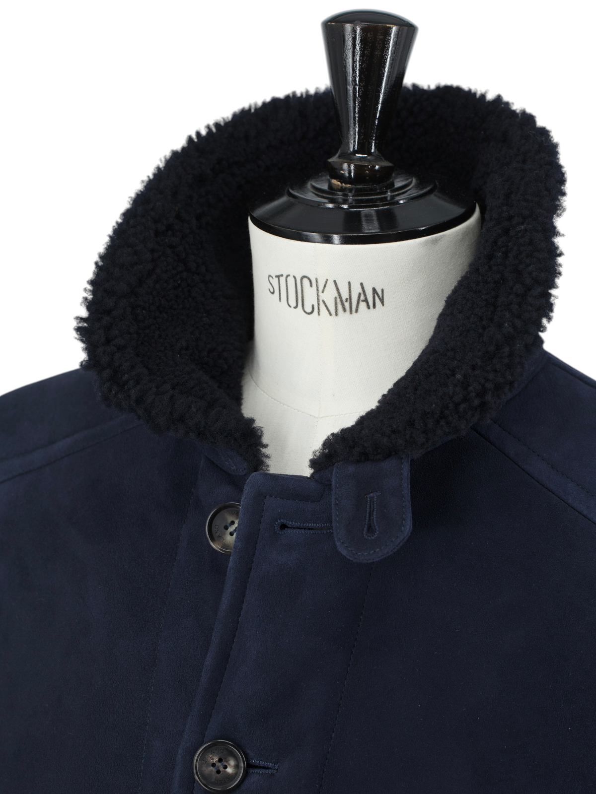 Valstar Navy Lambskin-Suede Shearling Deck Jacket