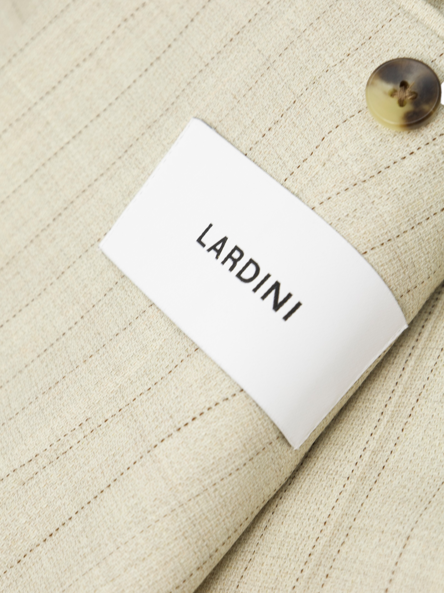 Lardini Sand Double Breasted Unlined Pinstripe Suit