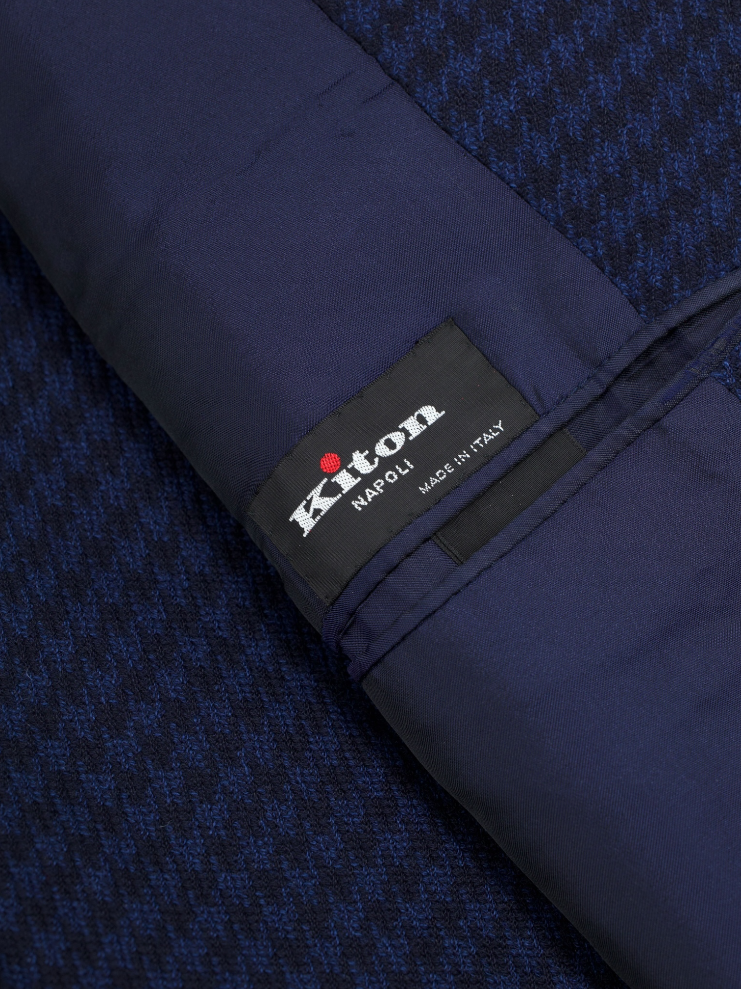 Kiton Dark Blue Pure Plushy-Cashmere Houndstooth Jacket