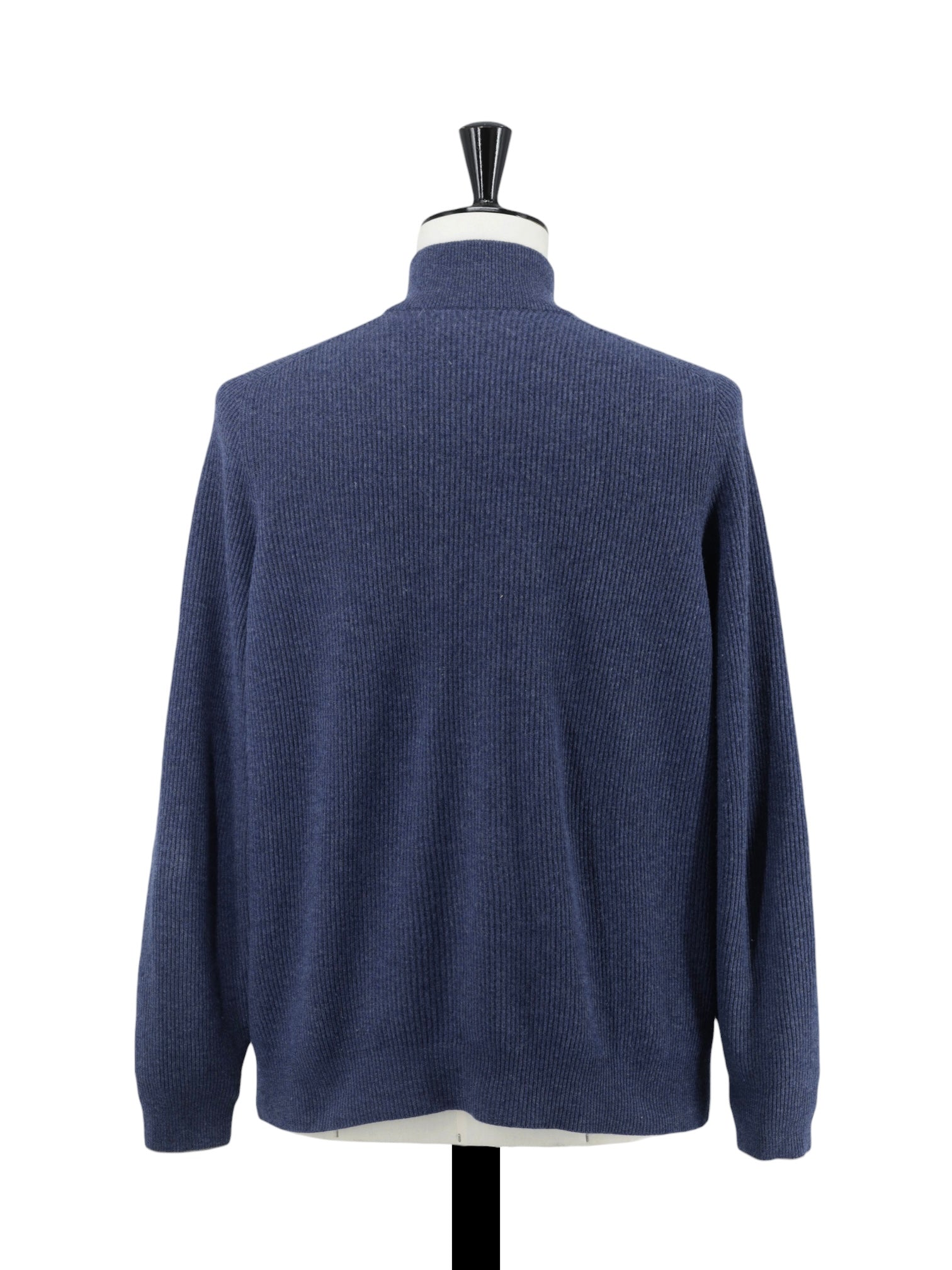 Brunello Cucinelli Steel Blue Wool, Cashmere & Silk Zip-Up Sweater