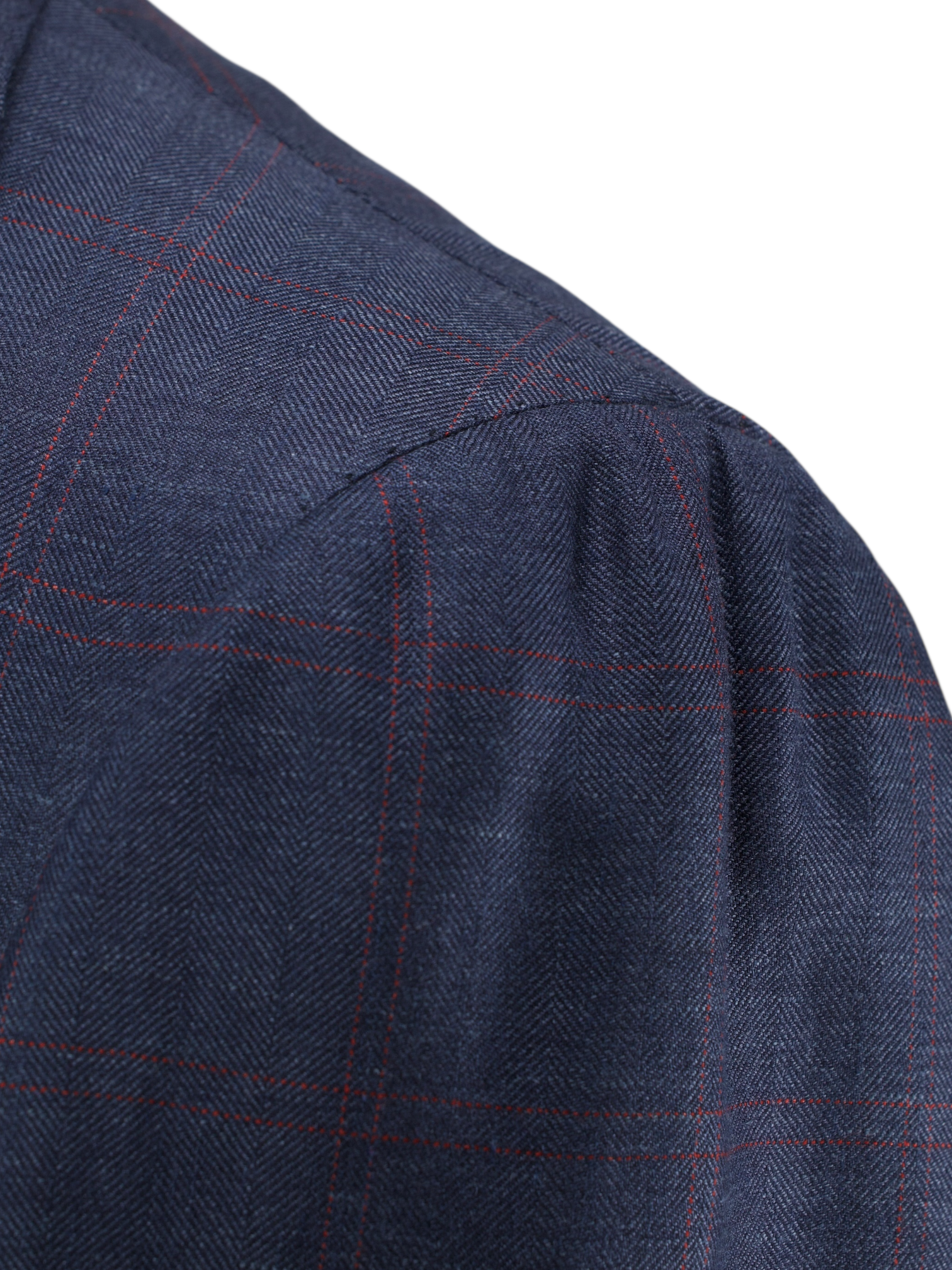 Cesare Attolini Steel Blue & Red Cashmere-Silk Windowpane Jacket
