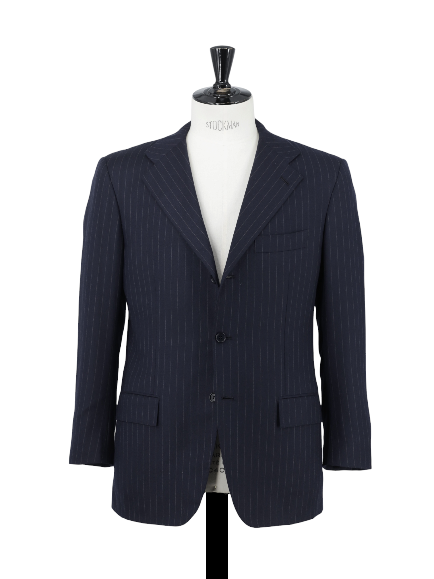Kiton Navy Lightly-Brushed Super 180's "Blanc Blu" Pinstripe Suit