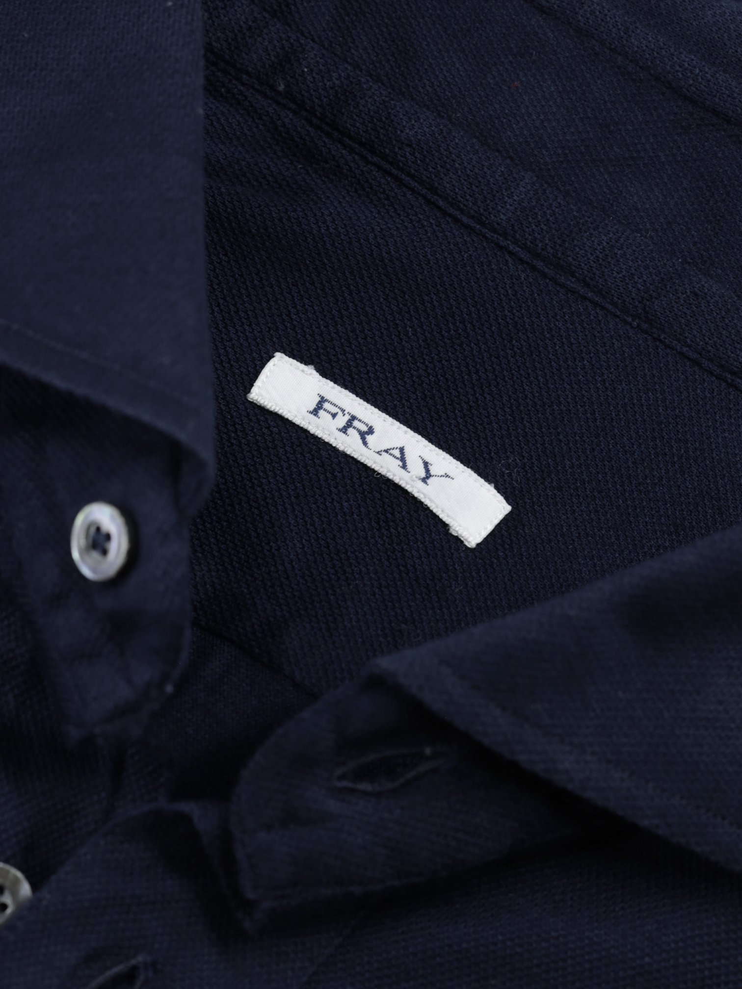 Fray Navy Knitted Pique-Cotton Popover Polo-Shirt
