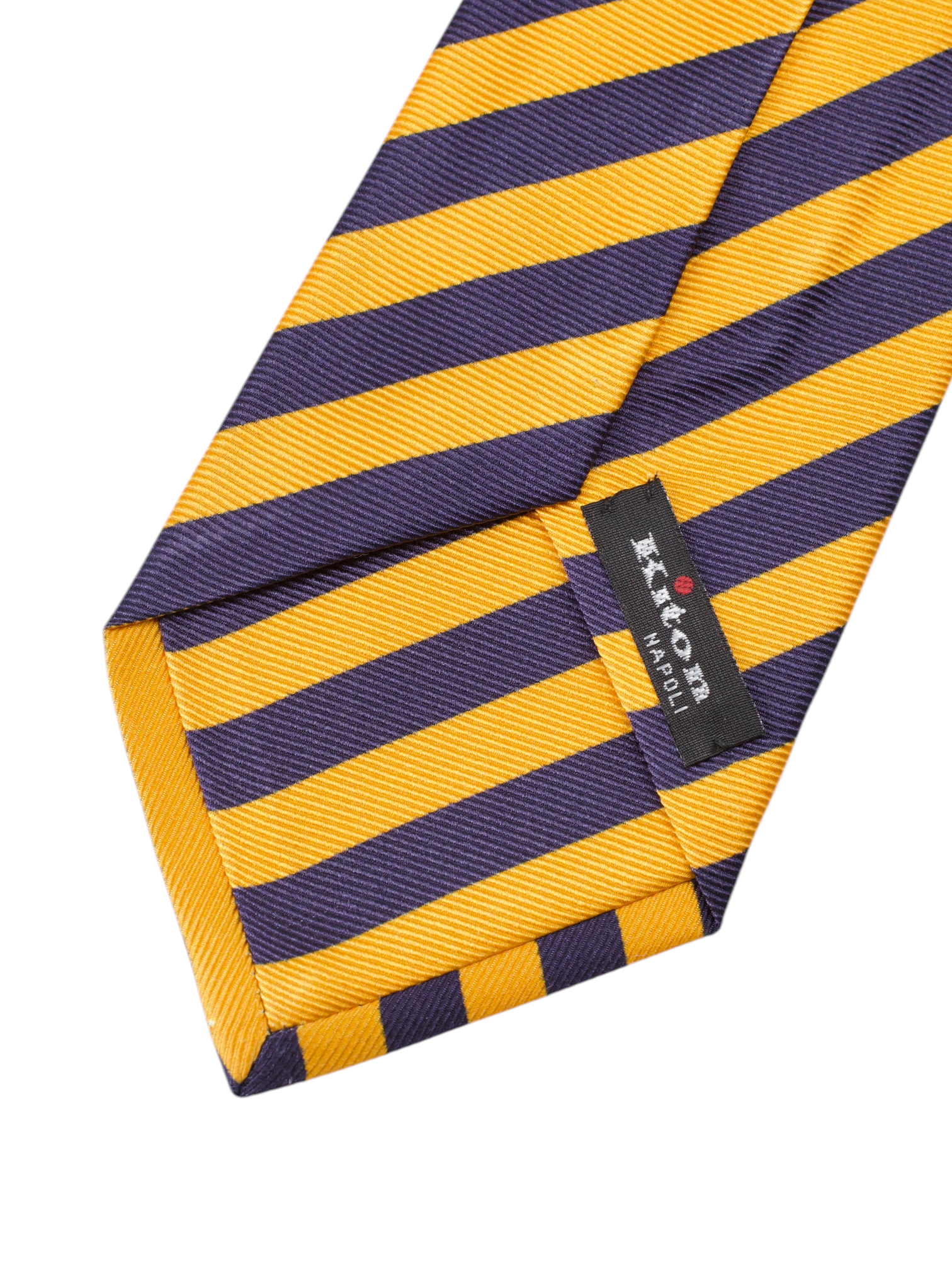 Kiton 5-Fold Orange & Navy Silk Club Tie