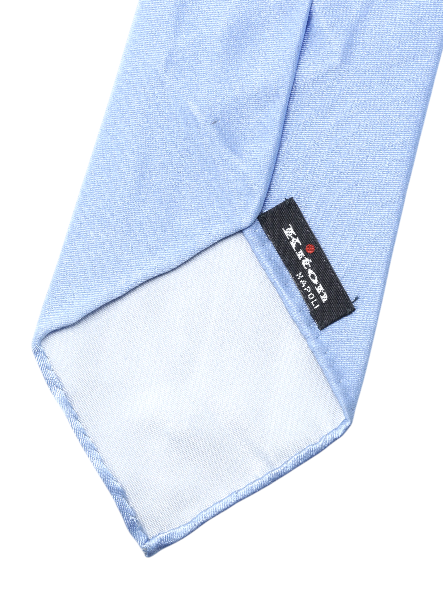 Kiton 5-Fold Baby Blue Silk Satin-Weave Untipped & Handrolled Wedding Tie