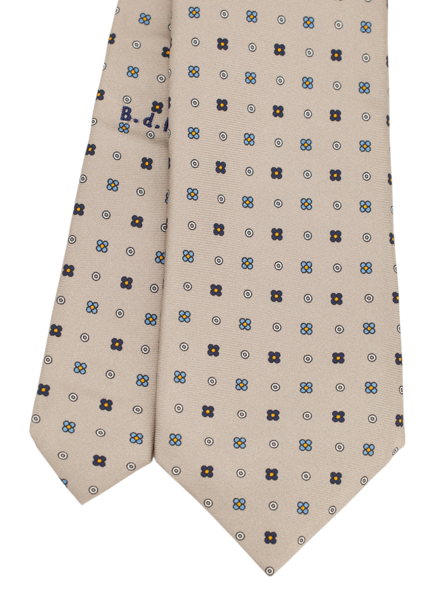 Marzullo 5-Fold Taupe & Light Blue Silk Floral Tie