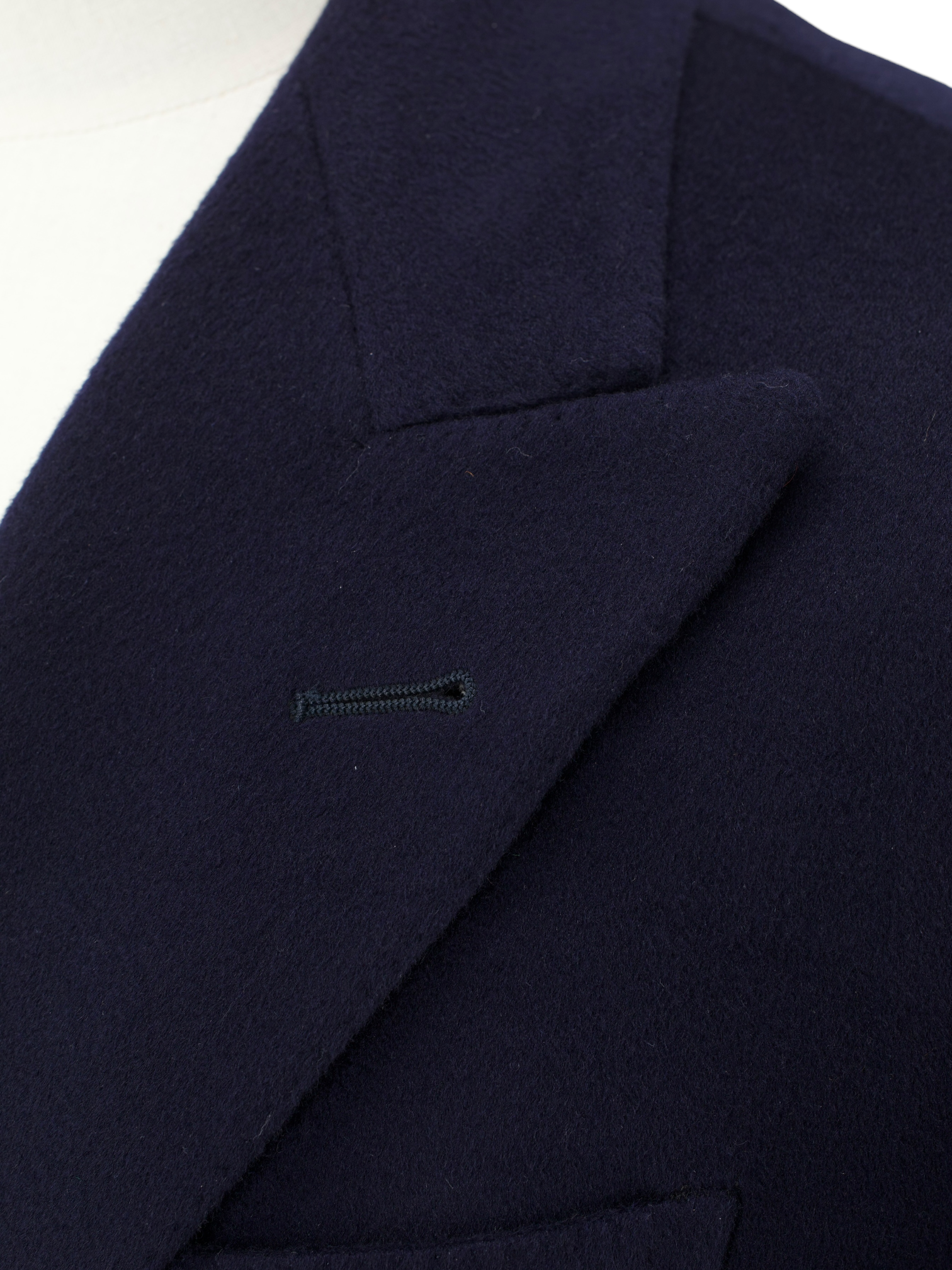 Caruso Navy Double Breasted Loro Piana Ing. Wool & Cashmere Overcoat