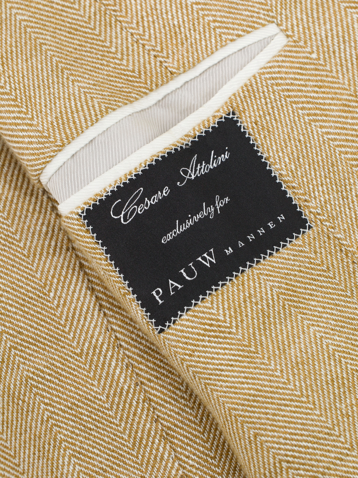 Cesare Attolini Beige Pure Linen Herringbone Summer Jacket