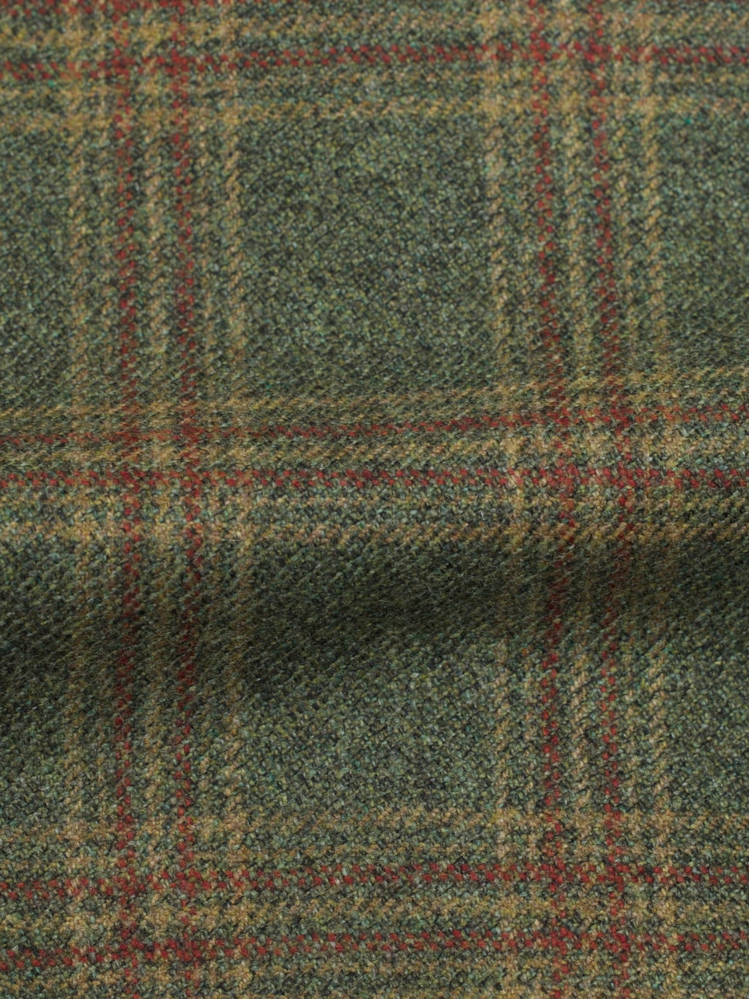 Kiton Moss Green & Dark Red Pure Cashmere Checkered Jacket