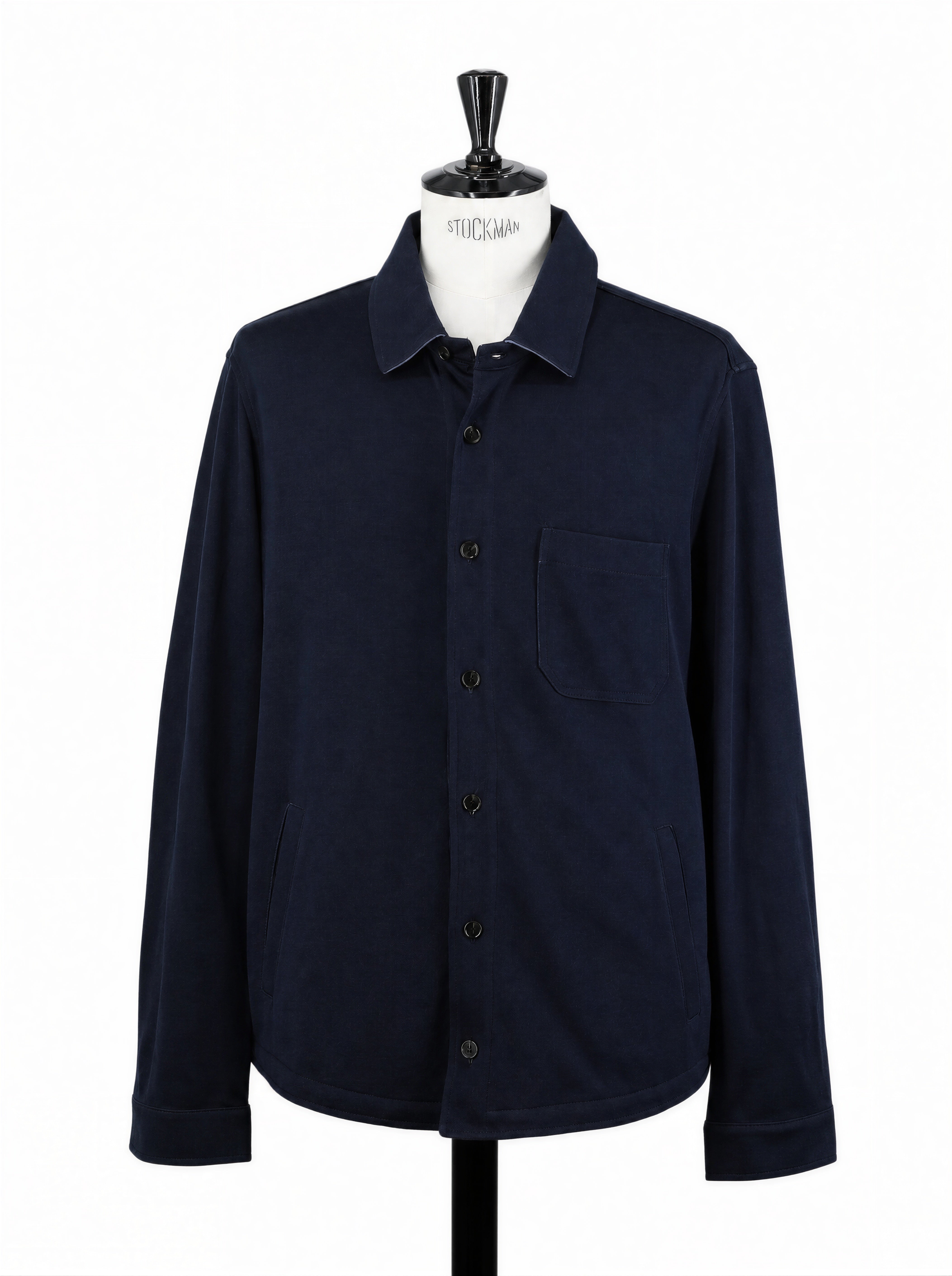 Maurizio Baldassari Navy Double-Faced Silk & Cotton Jersey Shirt Jacket