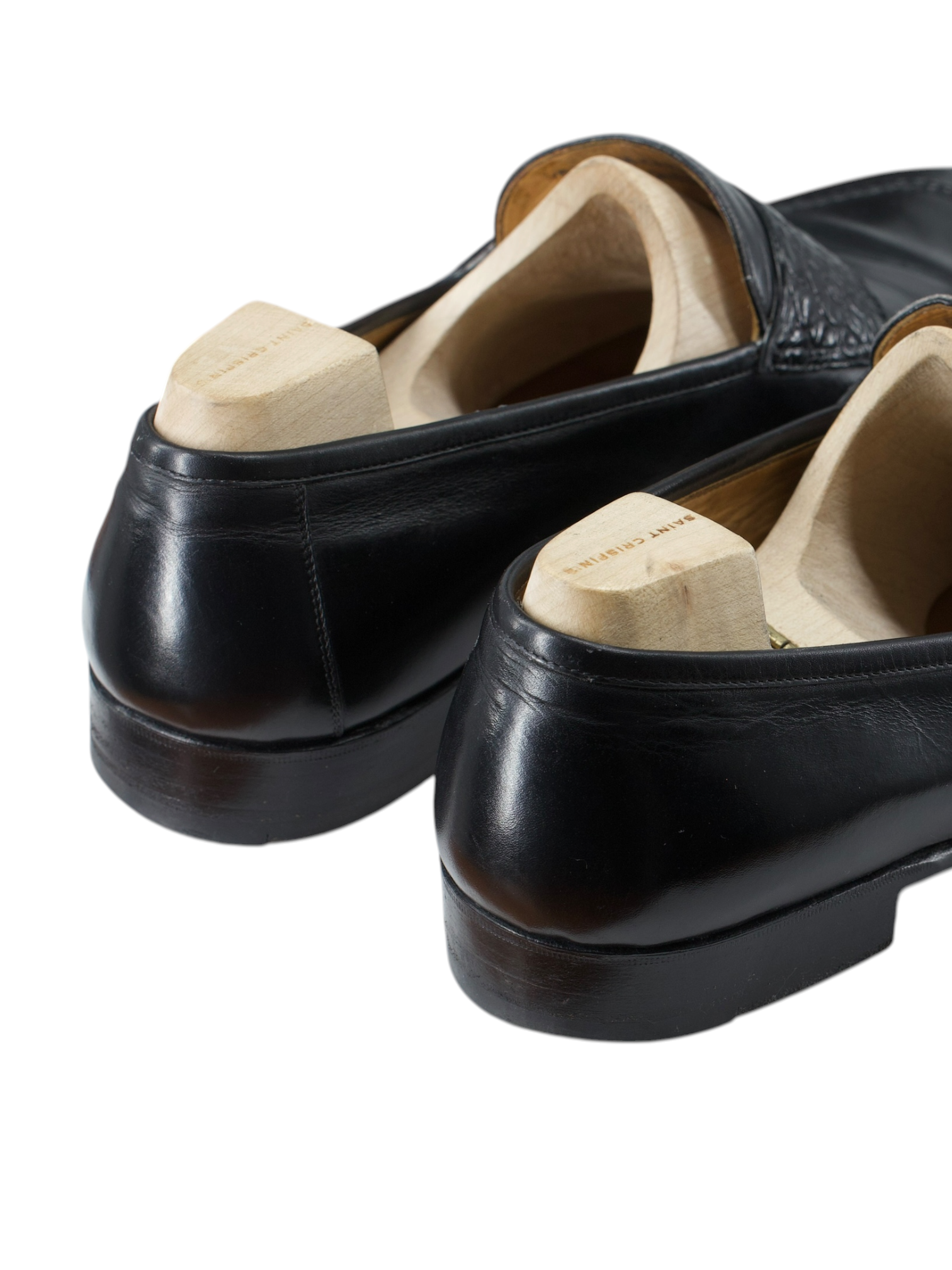Saint Crispin's Black Calfleather & Crocodile-Strap Penny Loafer