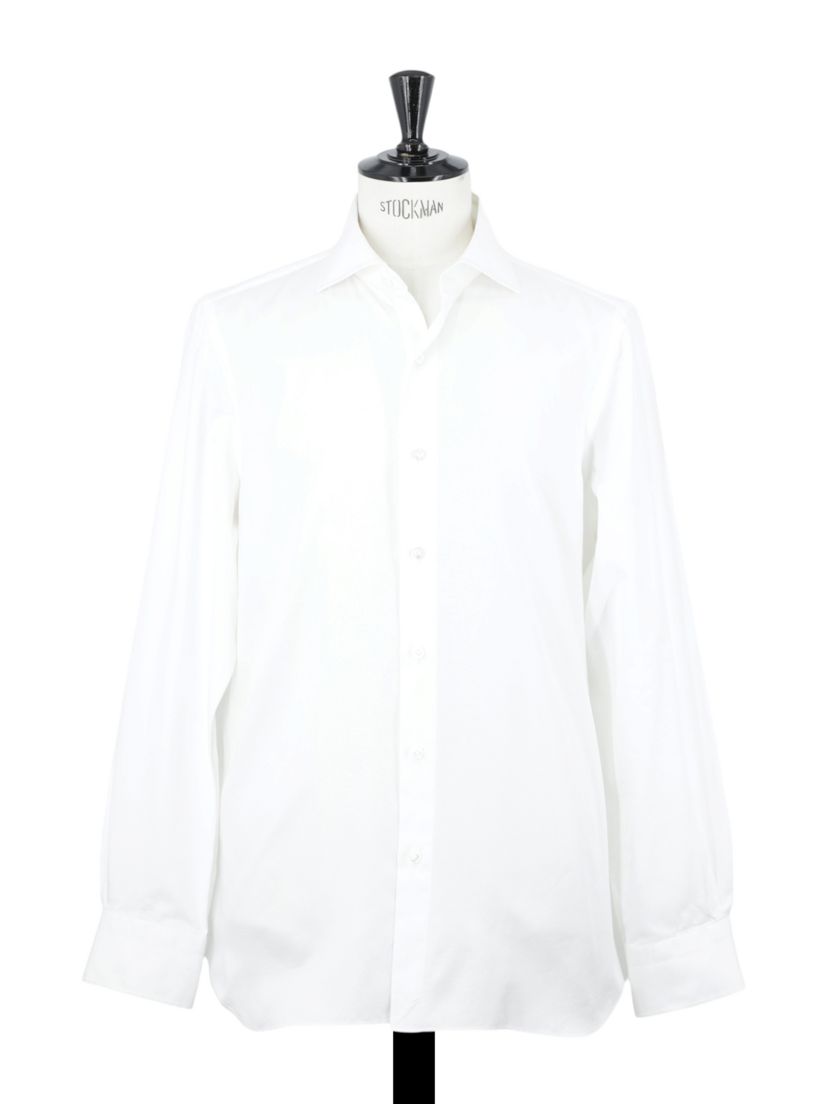 Finamore White Dobby-Cotton Spread-Collar Shirt