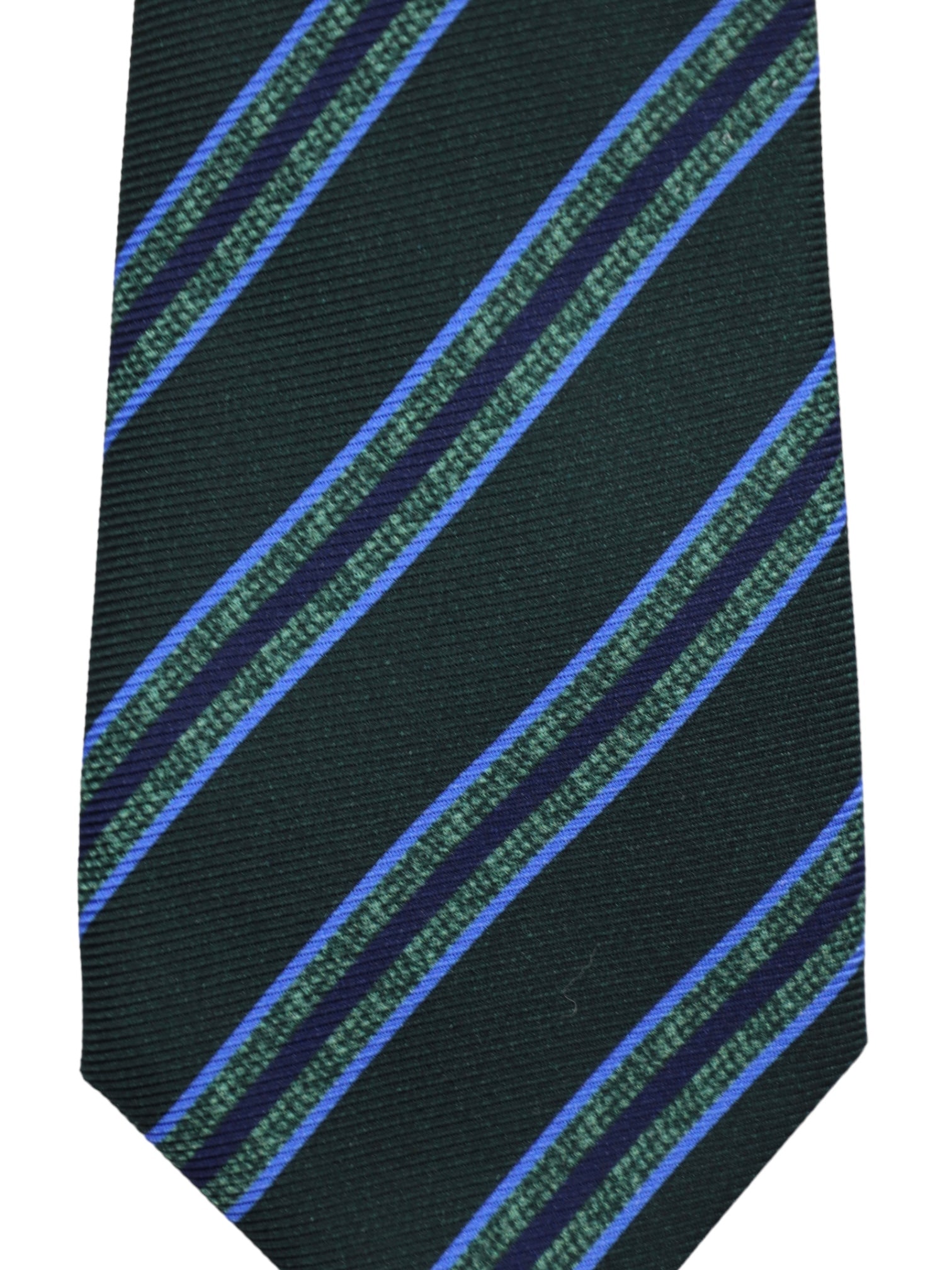 Kiton 7-Fold Forest Green Club Stripe Tie
