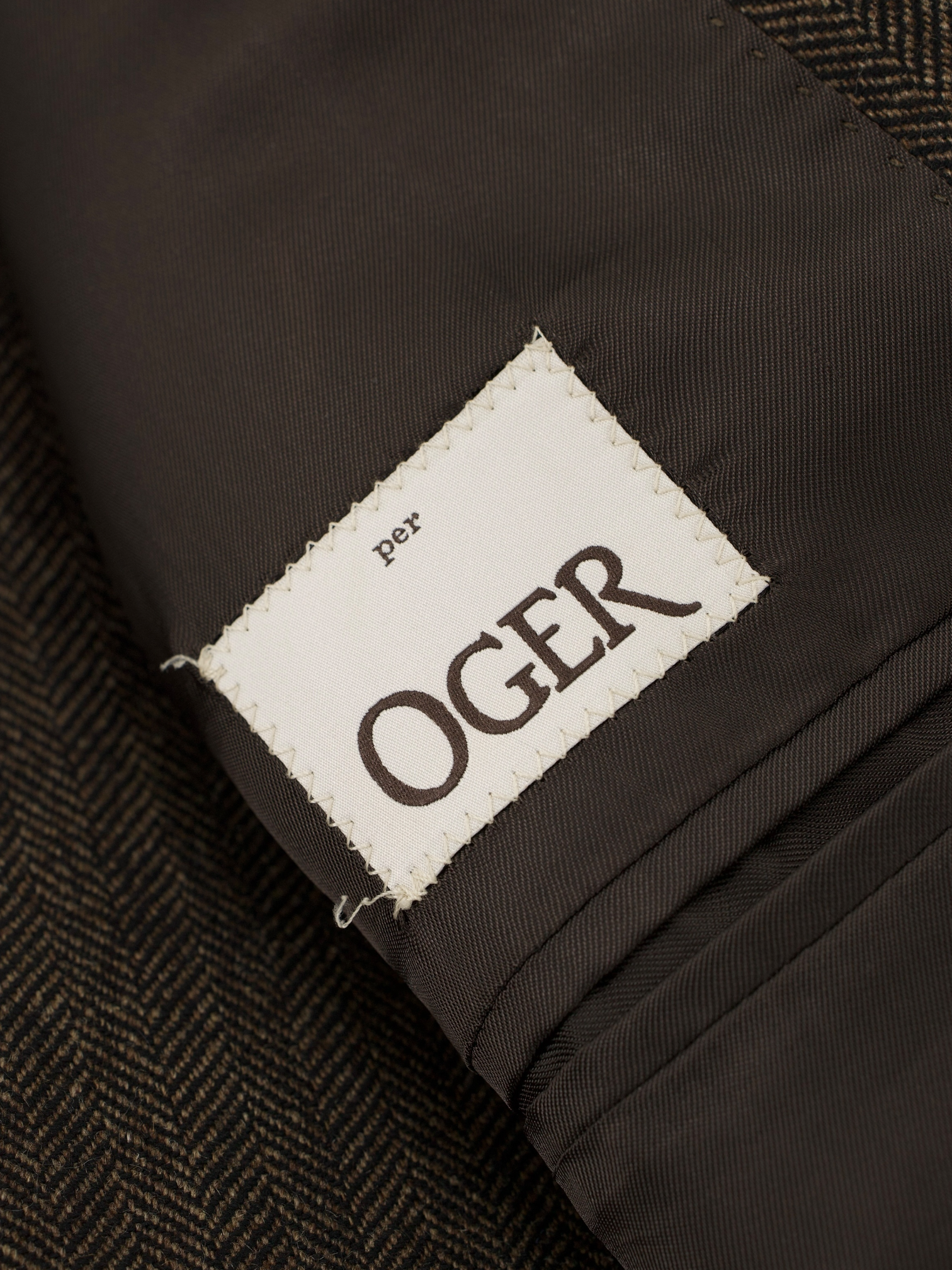 Caruso Chocolate Brown Pure Cashmere Herringbone Jacket
