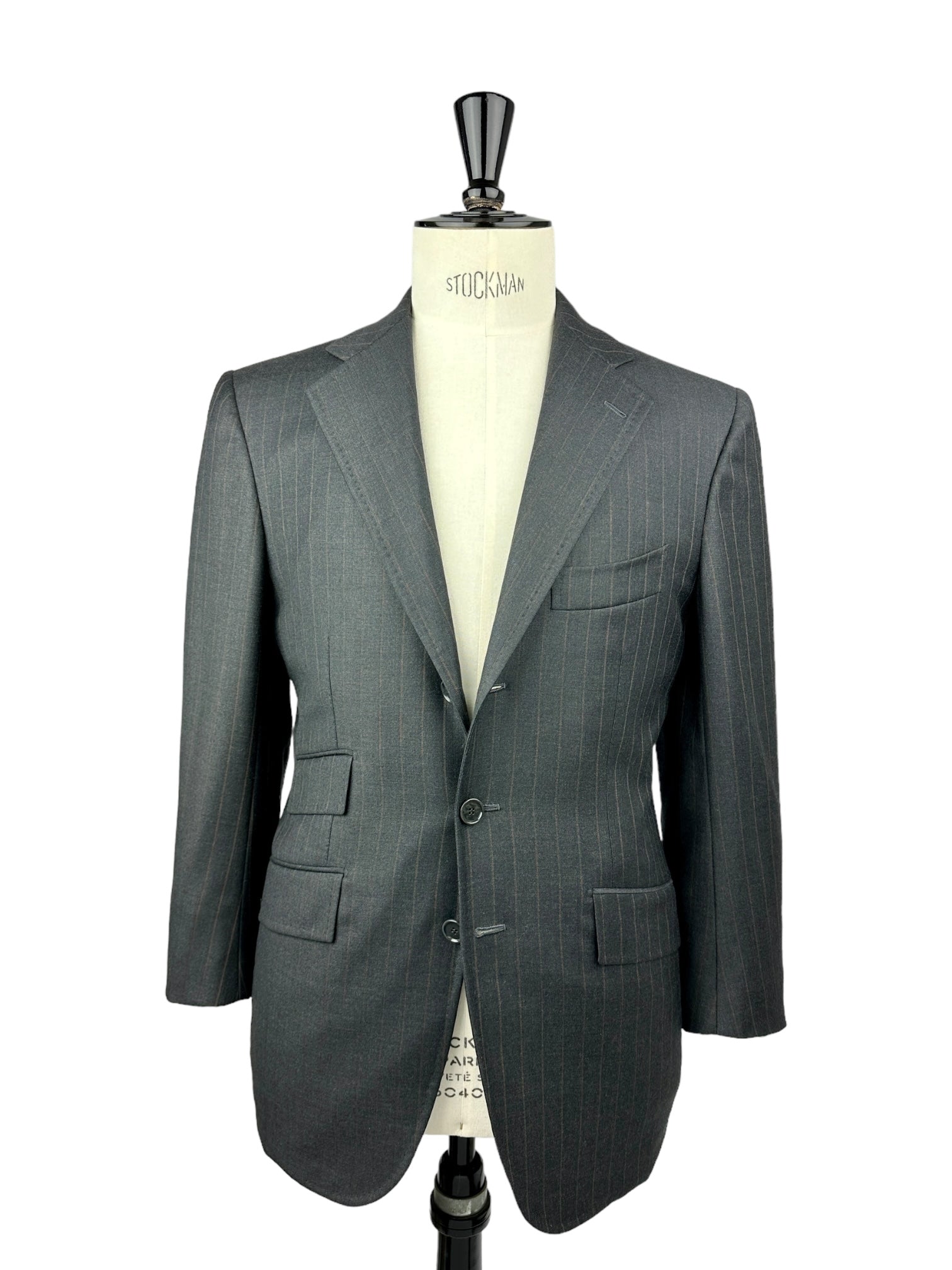 Cesare Attolini Super 130's Grey and Bronze Pinstripe Suit