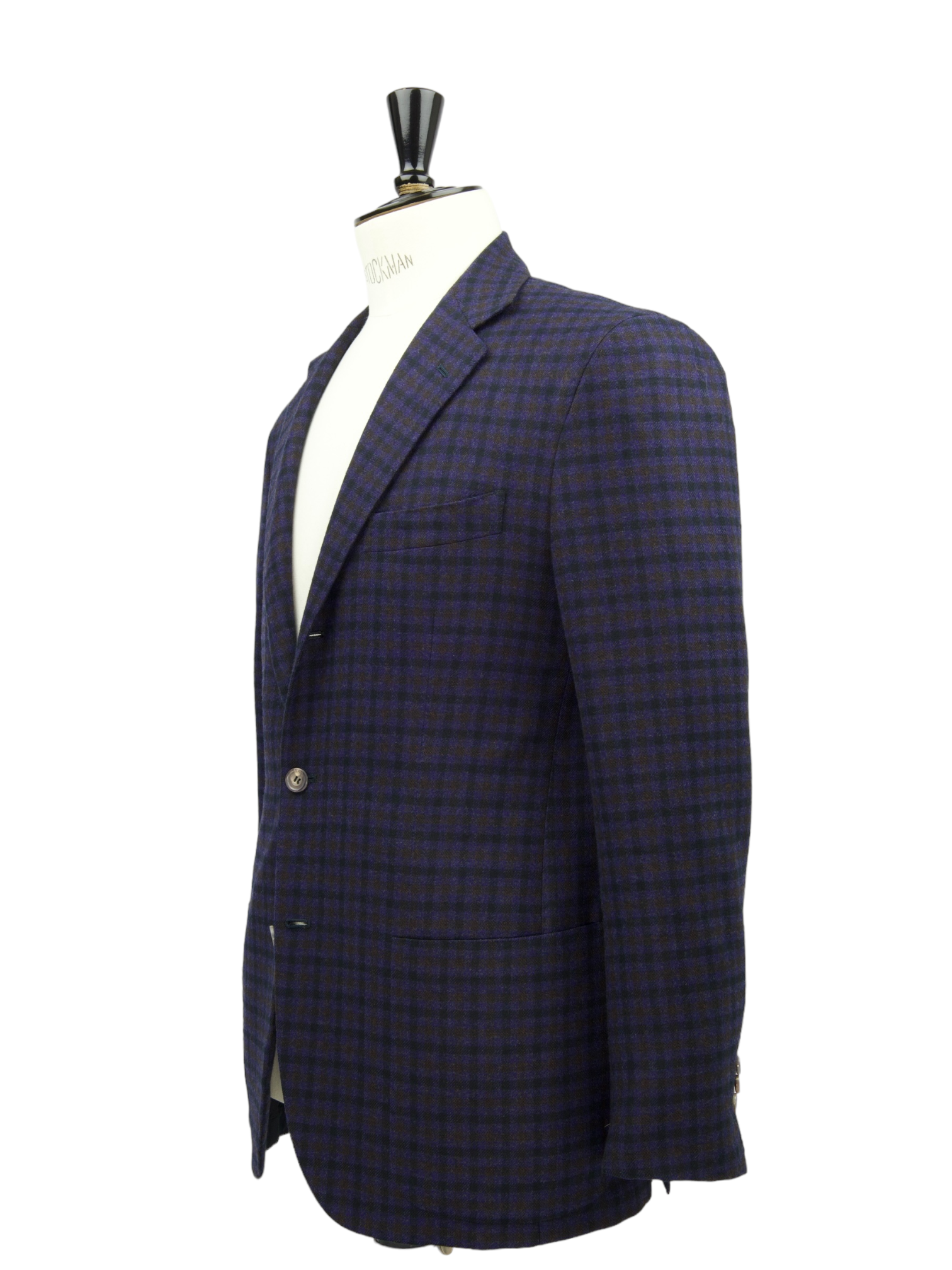 Kiton Dark Purple Woollen Gingham Winter Jacket