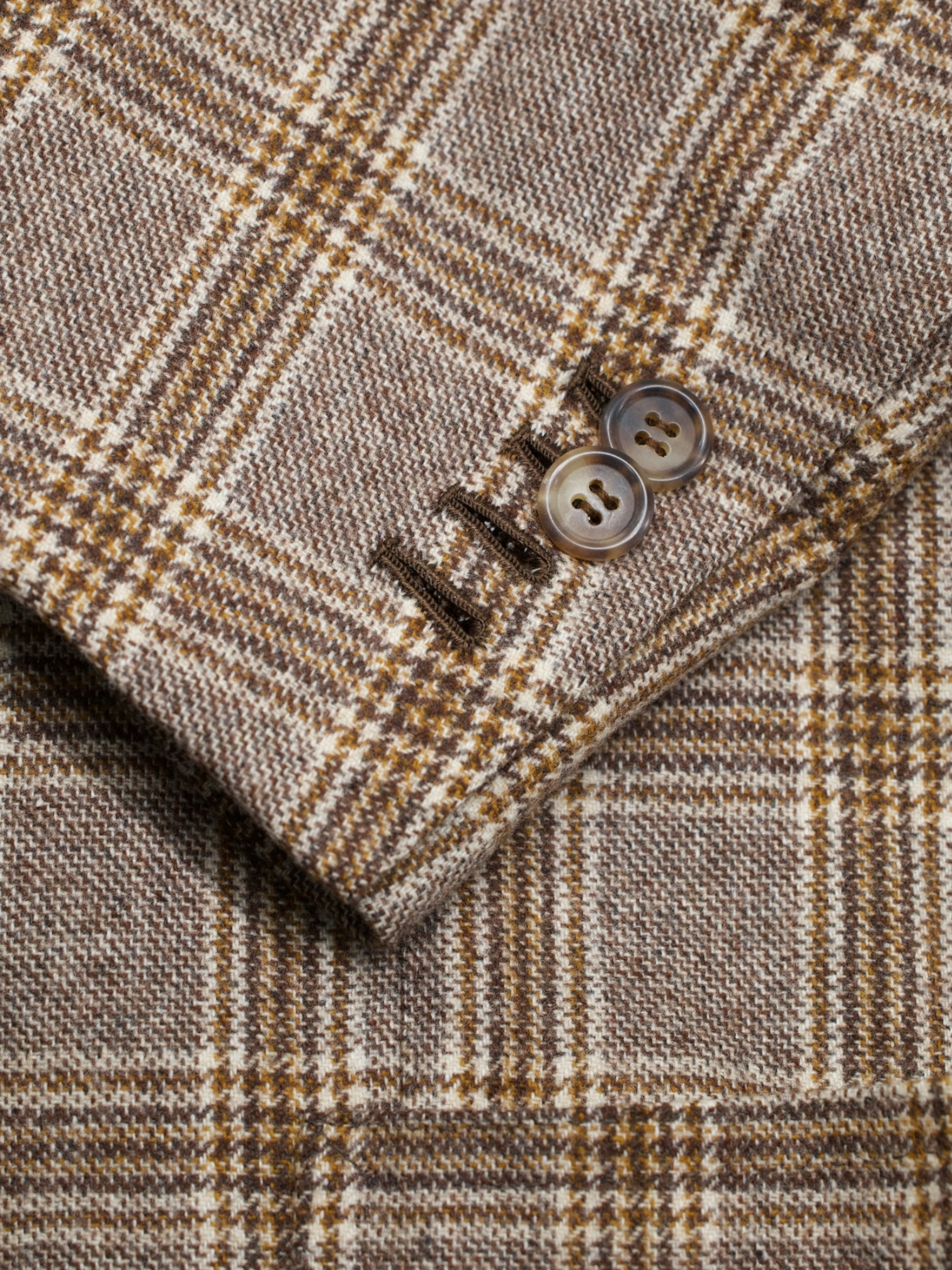 Orazio Luciano Brown Brushed Wool & Cashmere Prince of Wales Jacket