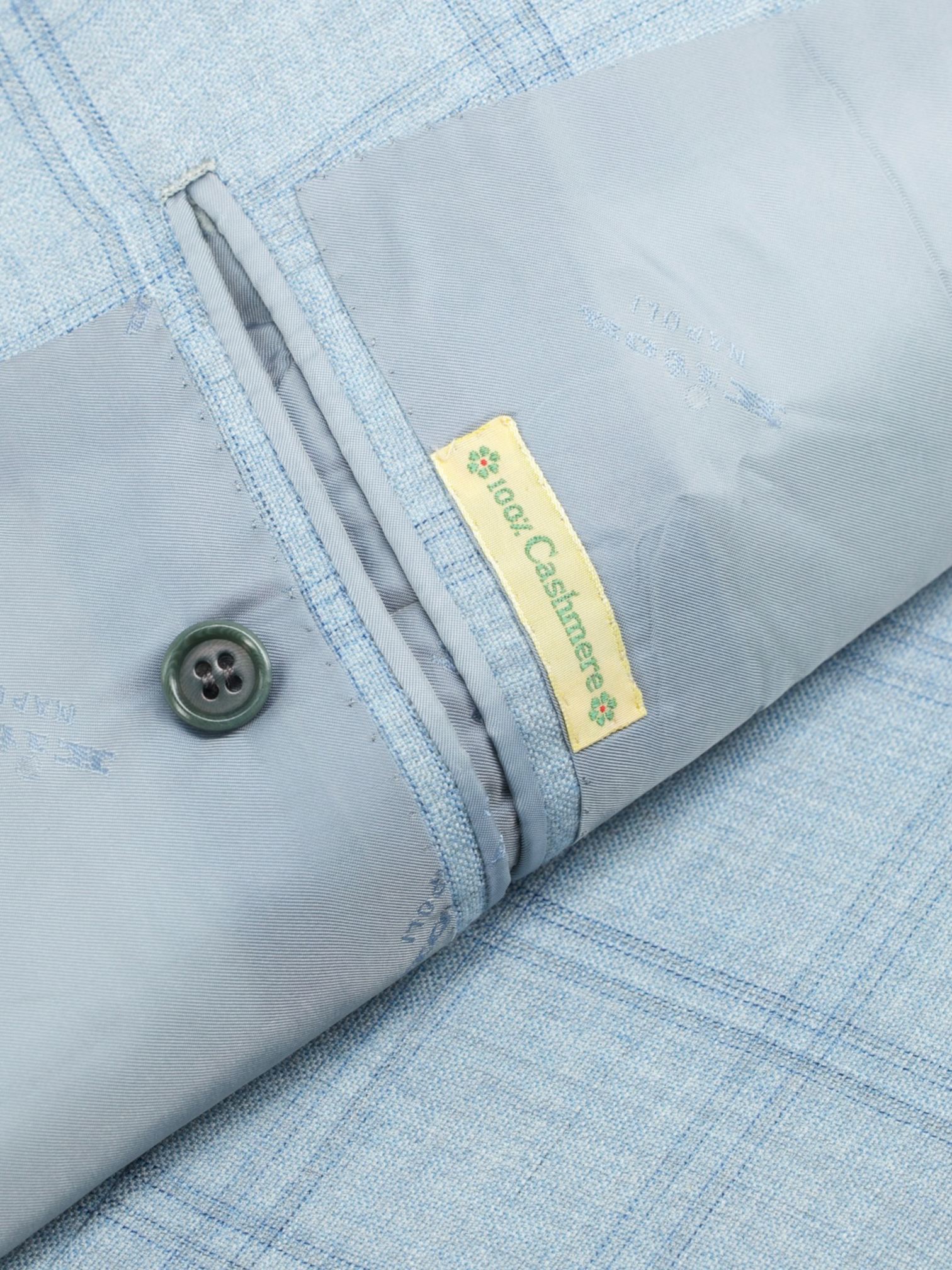 Kiton Ice-Blue Pure Cashmere Windowpane Jacket