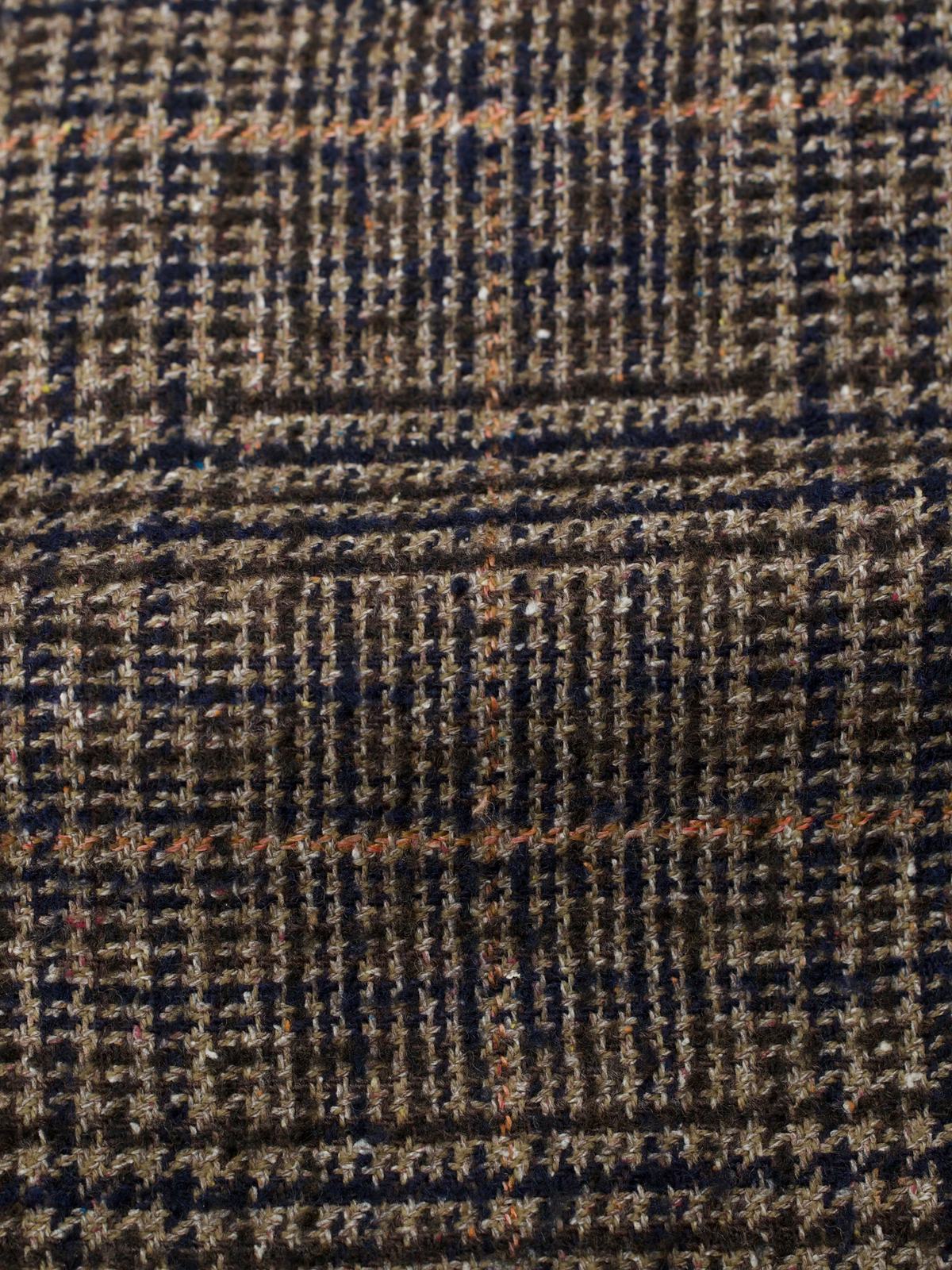 Caruso Light Brown & Orange Wool, Silk, Stretch & Cashmere Glencheck Jacket