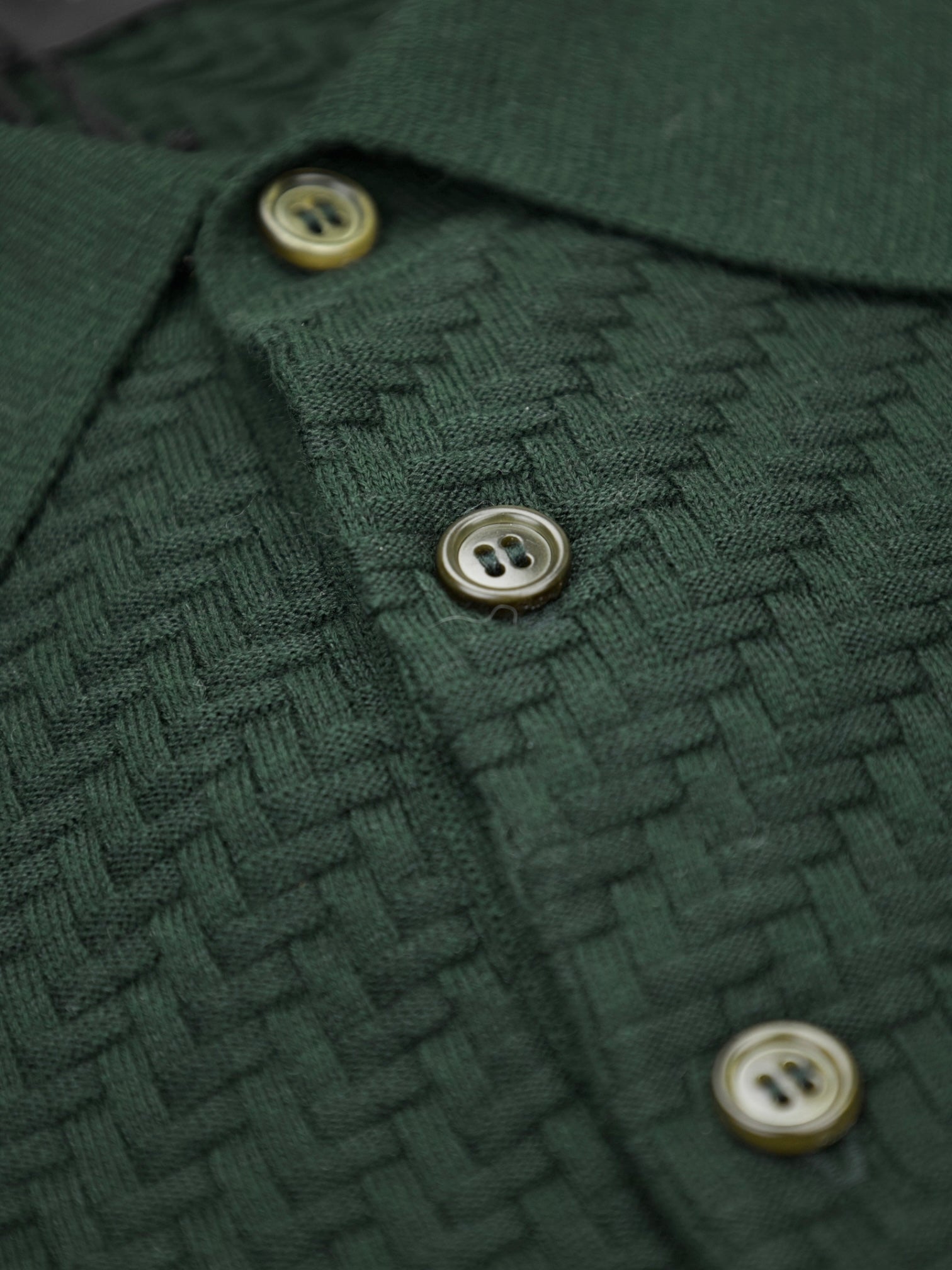 Brioni Forest Green Cotton, Silk & Cashmere Trama Weave Long Sleeve Polo