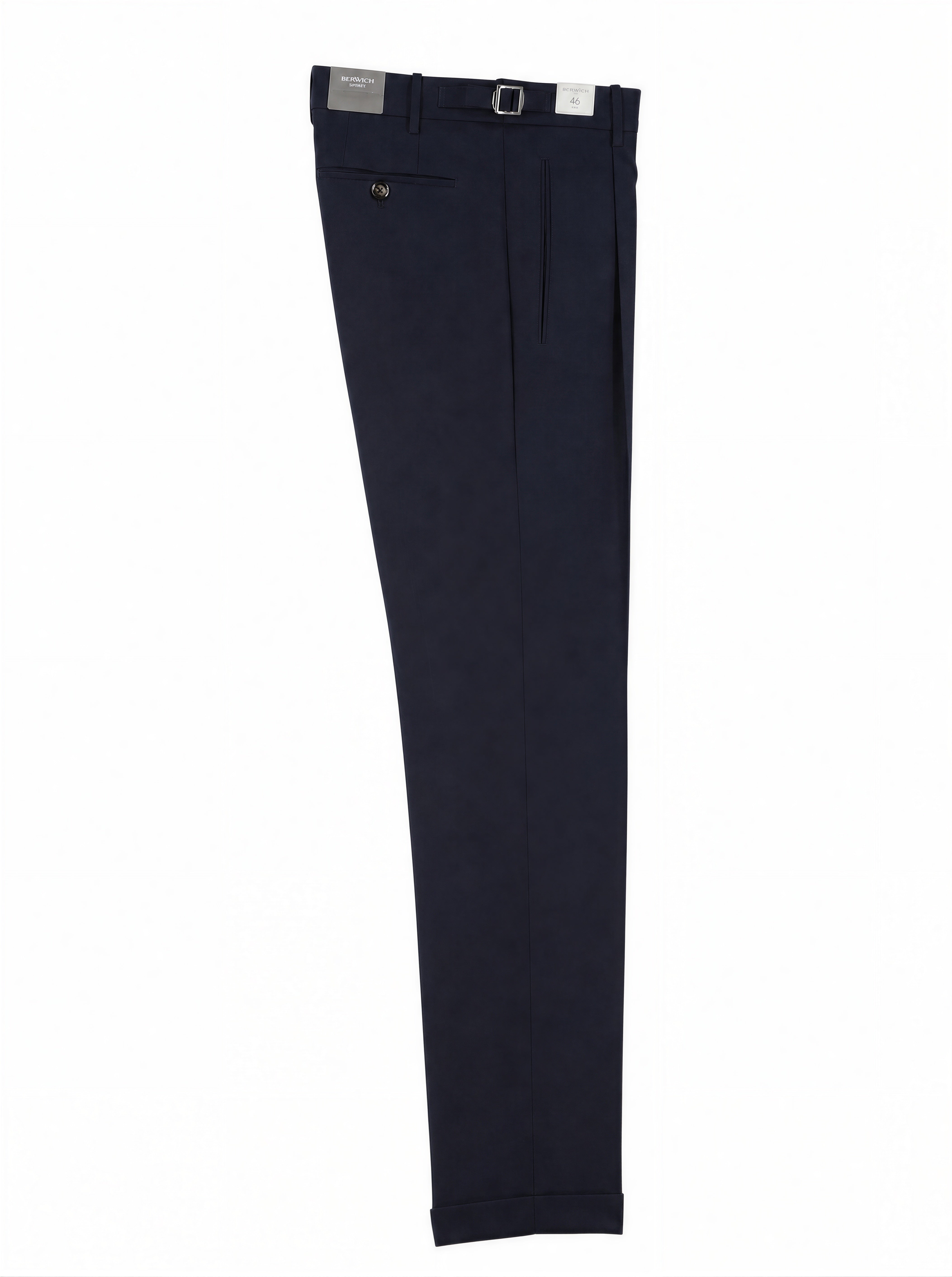 Berwich Navy Wool & Silk Side-Adjuster "Platinum" Trousers