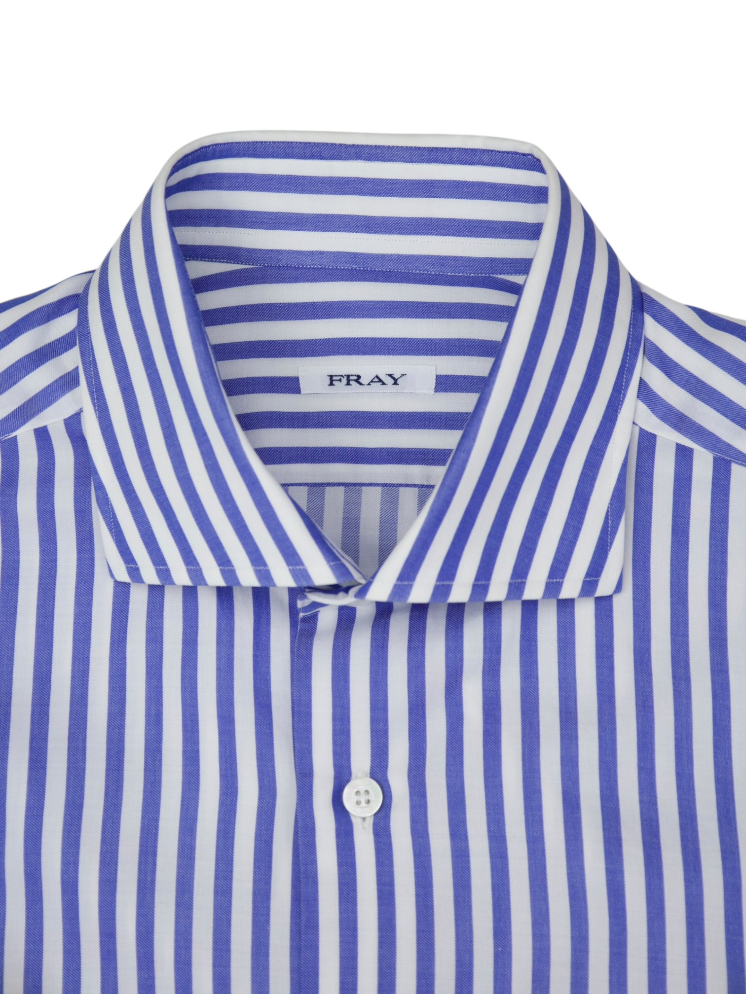 Fray White & Azure Blue Bengal Stripe Cotton Shirt