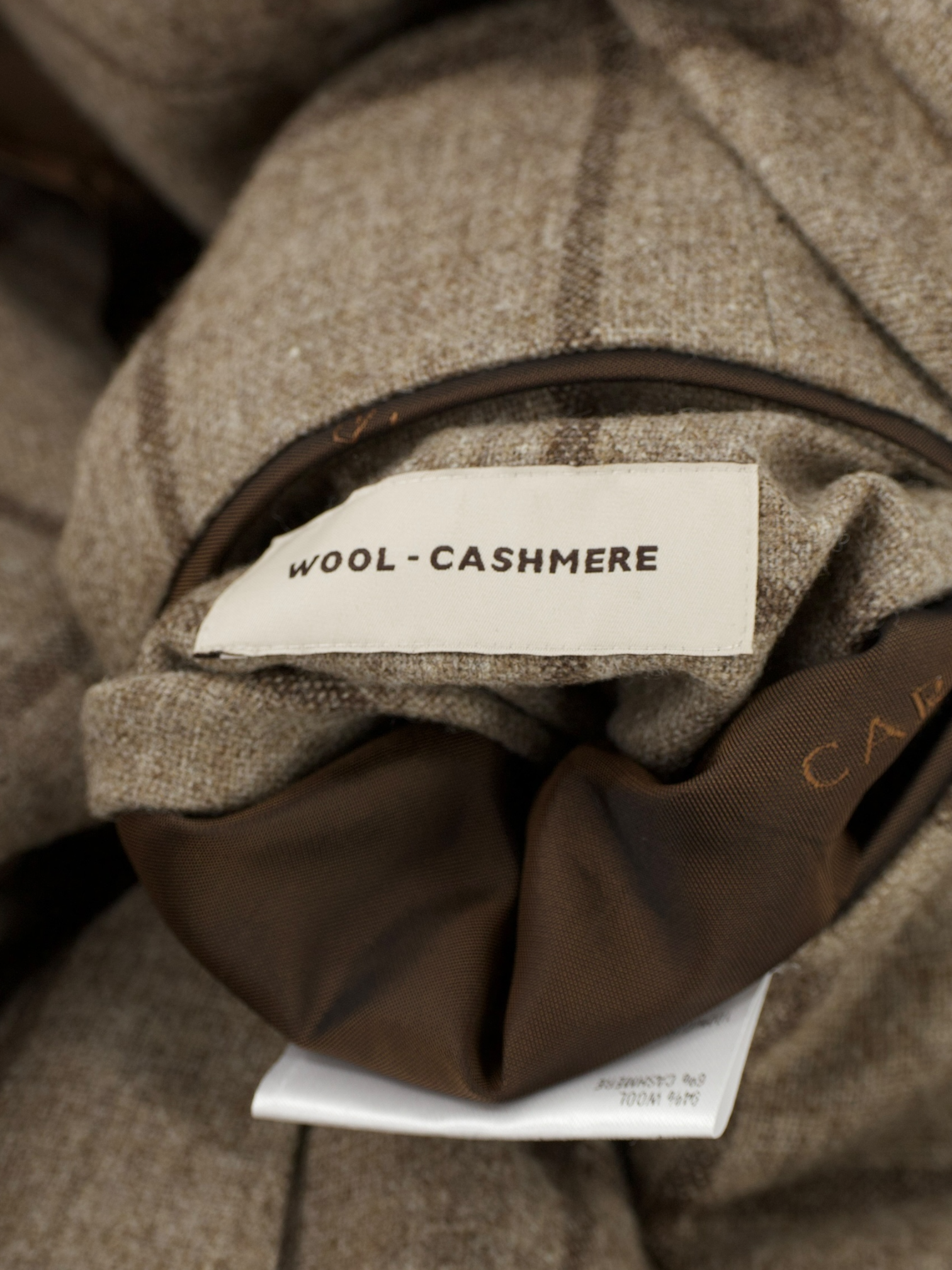 Caruso Light Brown Wool & Cashmere Windowpane Jacket