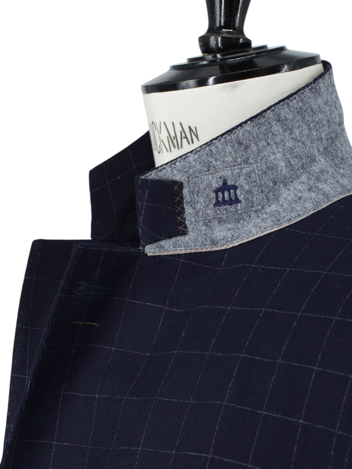 Brunello Cucinelli Navy Vintage Wool & Cashmere Windowpane Jacket