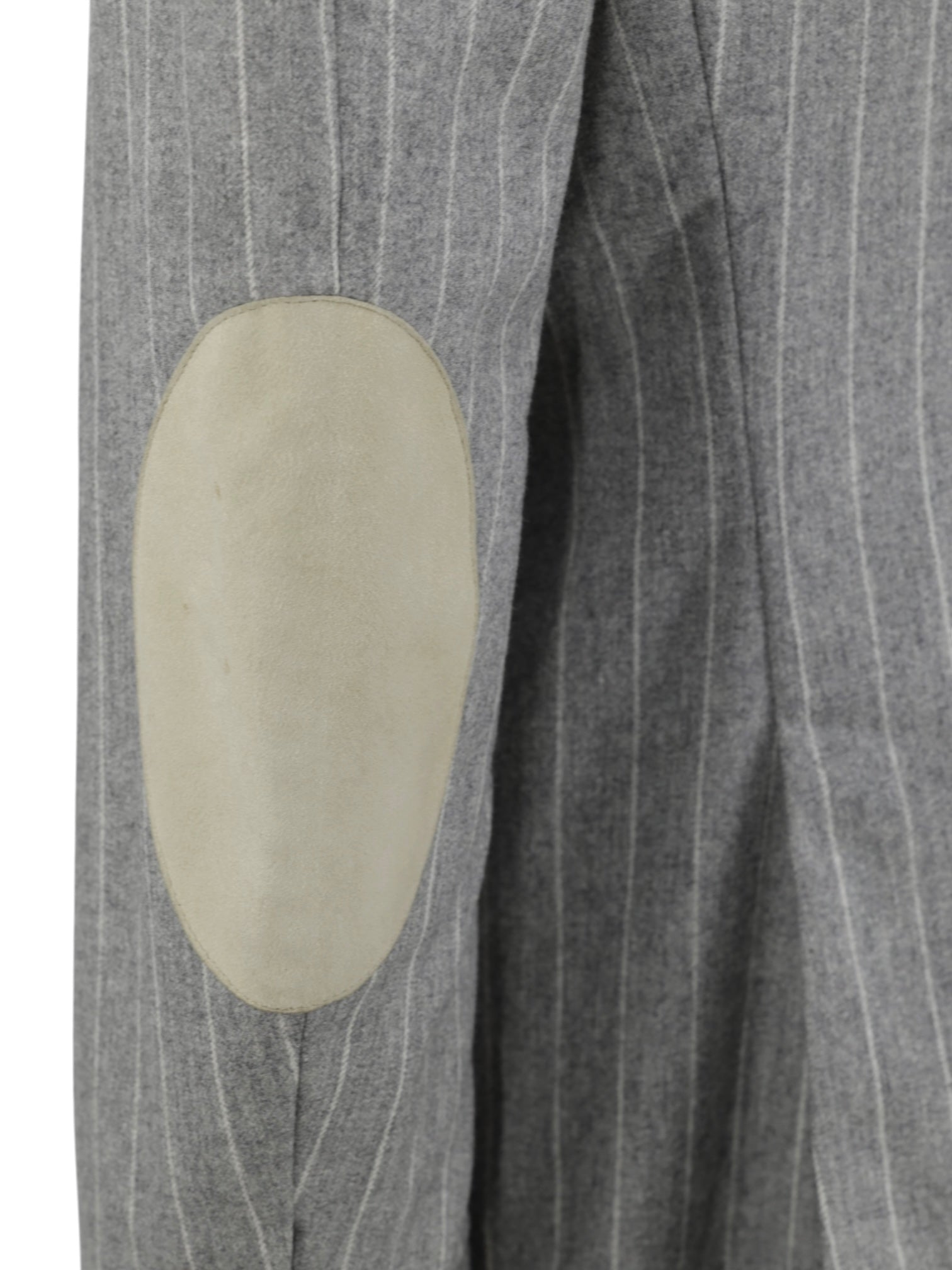 Brunello Cucinelli Grey Wool & Cashmere Elbow-Patch Pinstripe Jacket