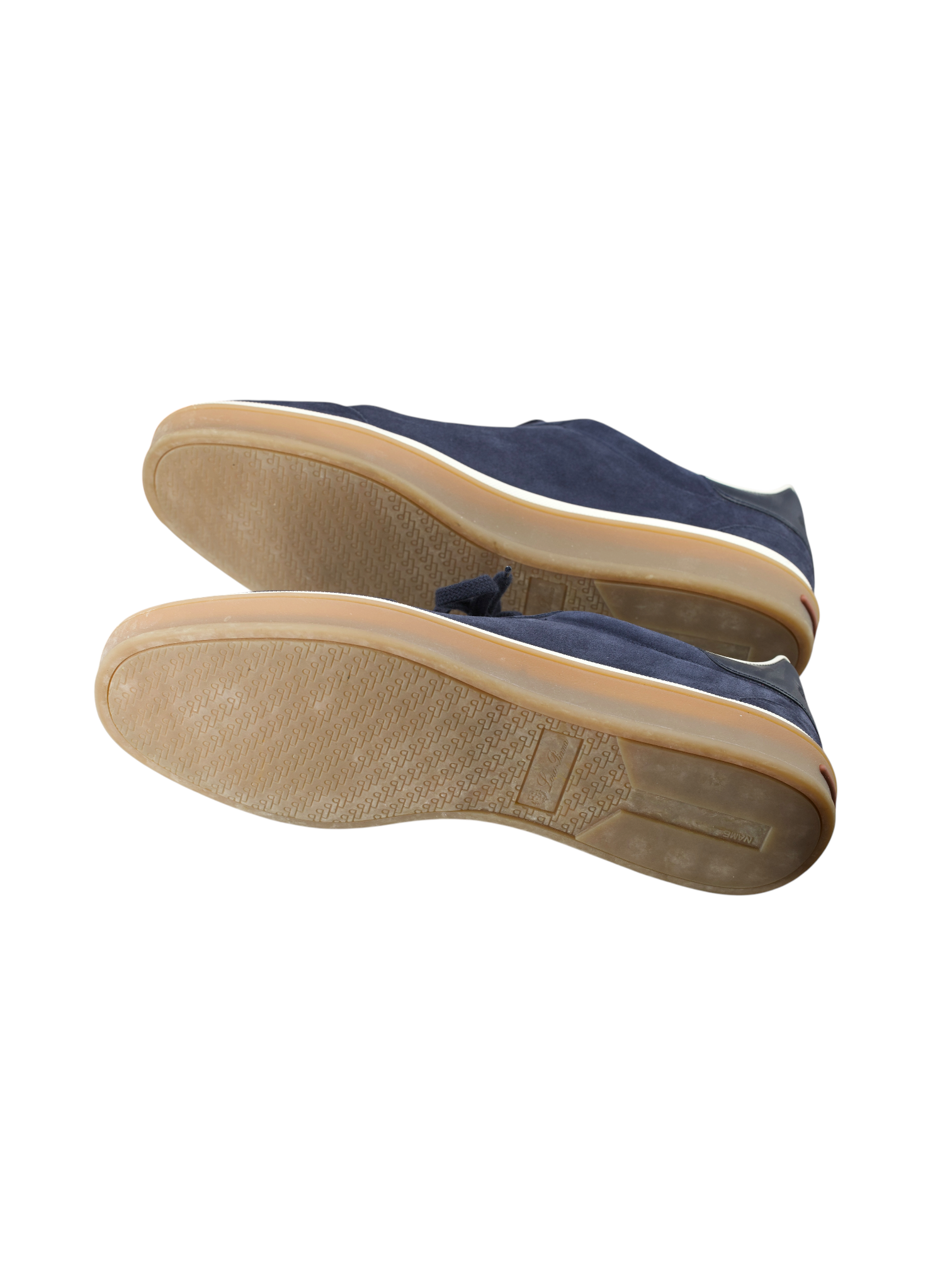 Loro Piana Navy Suede Calf-Split Tennis Walk Sneakers