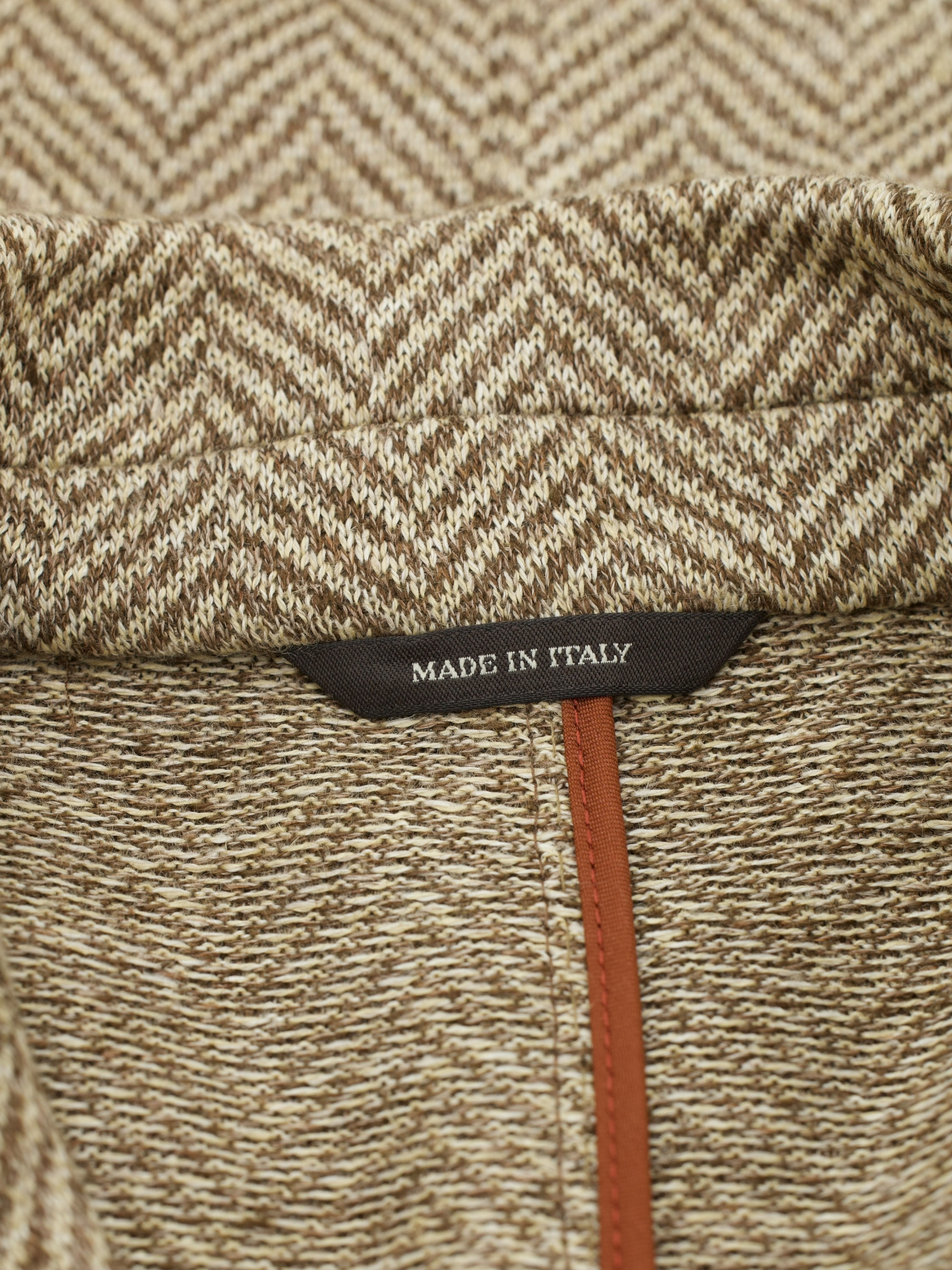 Loro Piana Brown Unconstructed Chevron Linen Herringbone Jacket