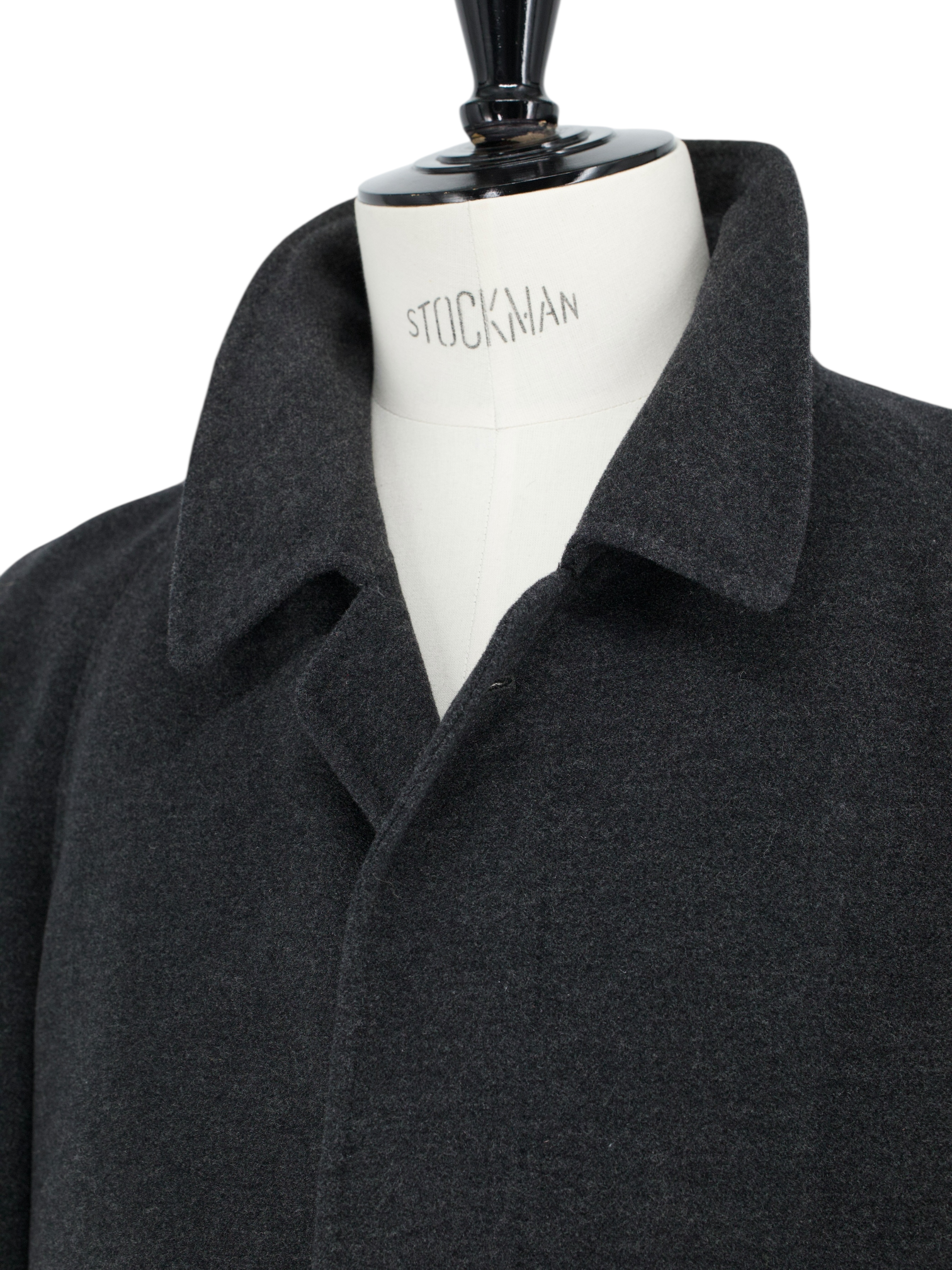 Corneliani Dark Grey Wool & Angora Raglan-Shoulder Carcoat
