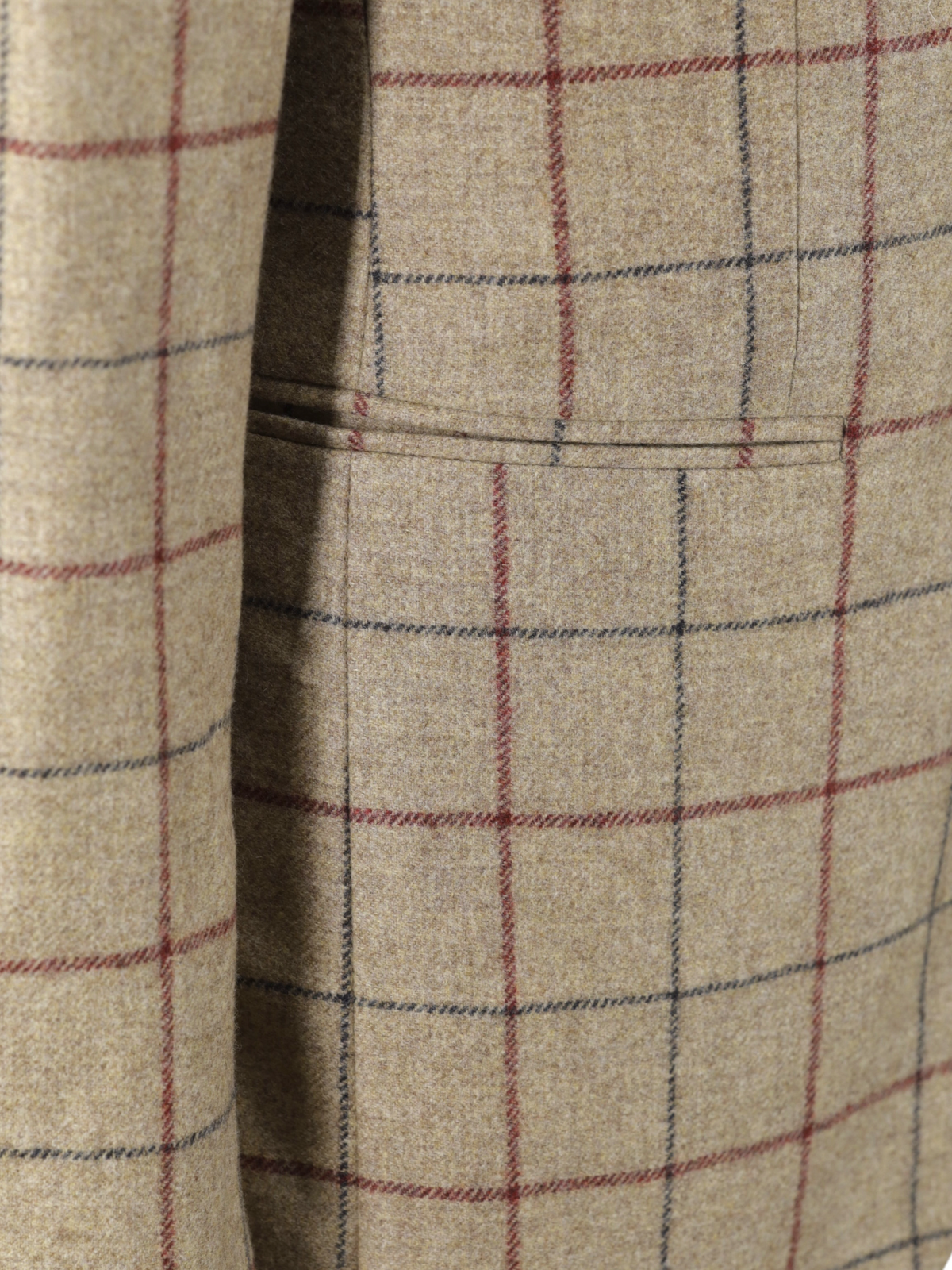 Caruso Brown & Burgundy Wool-Flannel Windowpane Jacket